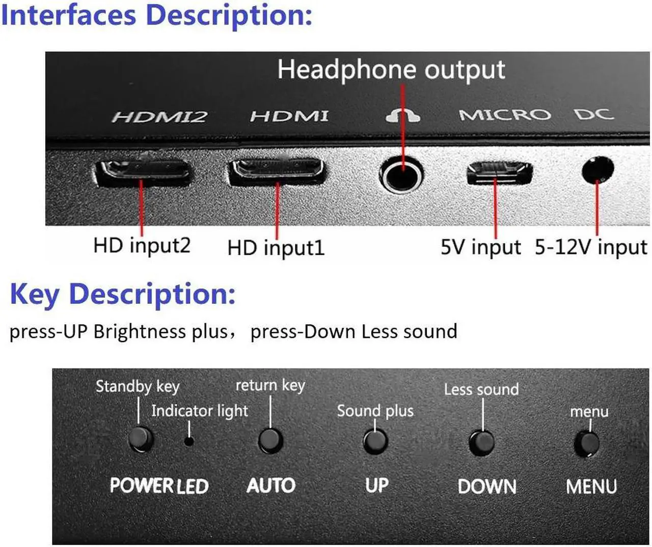 Alt view image 5 of 6 - 11.6 inch 1920x1080 Full HD Portable Lightweight 1080p IPS LED LCD Monitor with Mini HDMI x 2 / 3.5mm Audio / Micro USB Ports, 5V 2A USB Power Supply, 11.6" High Definition Video Display.