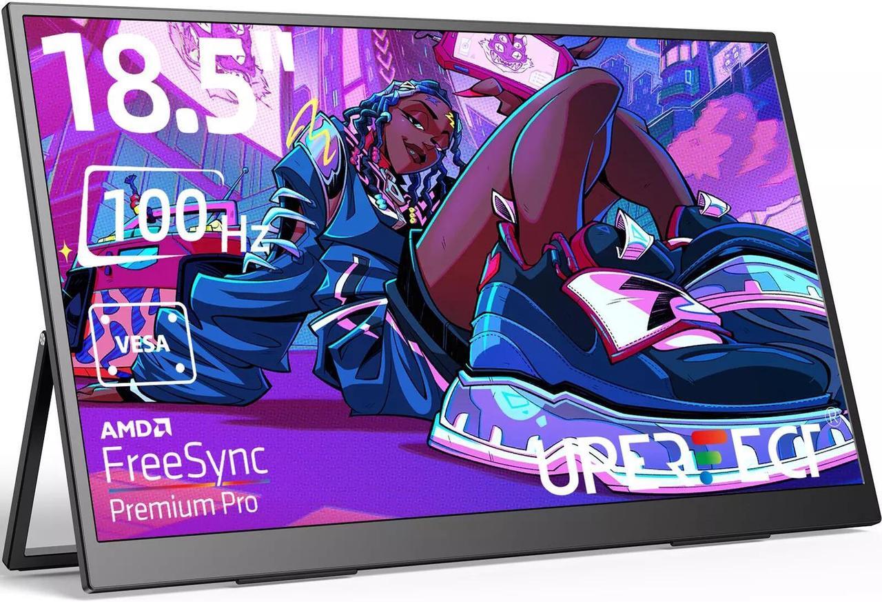 Main image of NEWSOUL 100Hz Portable Monitor 18.5" 1080P Gaming Monitor  w/Integrated Stand & VESA HDMI 2*Type C Switch Display