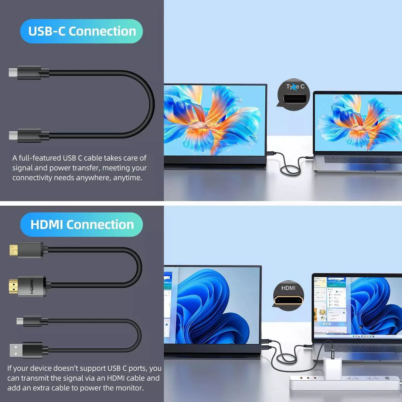 Alt view image 3 of 7 - EVICIV 15.6" Portable Monitor Full HD 1080P 60Hz IPS Extend Screen VESA Mount