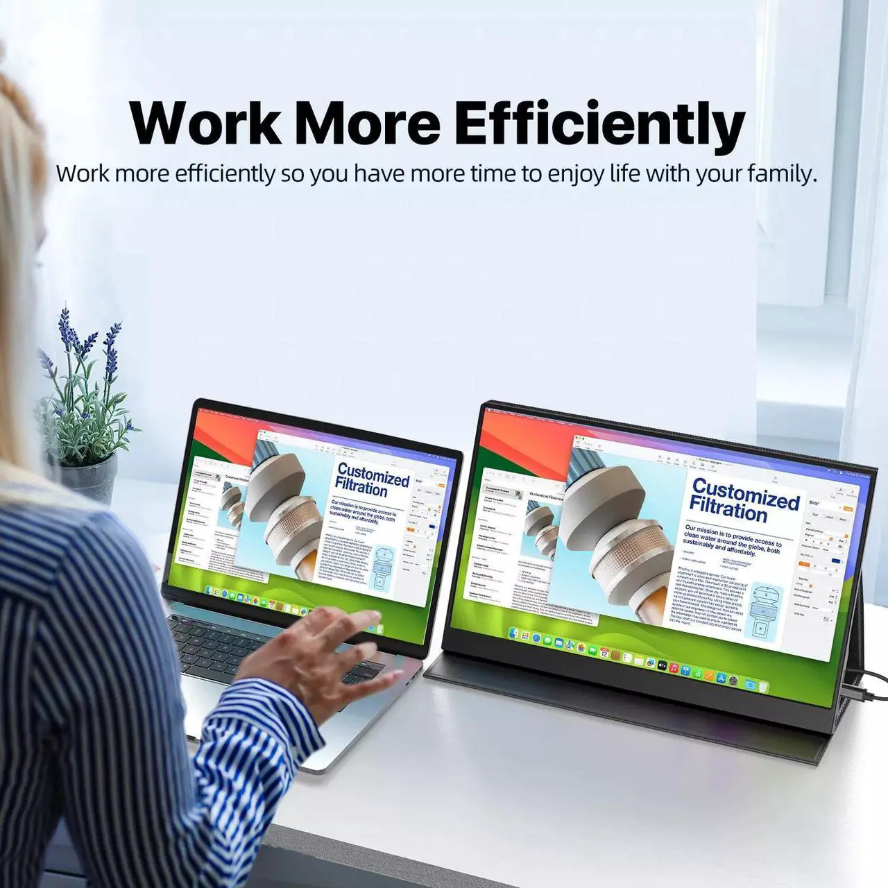 Alt view image 4 of 7 - EVICIV 15.6" Portable Monitor Full HD 1080P 60Hz IPS Extend Screen VESA Mount