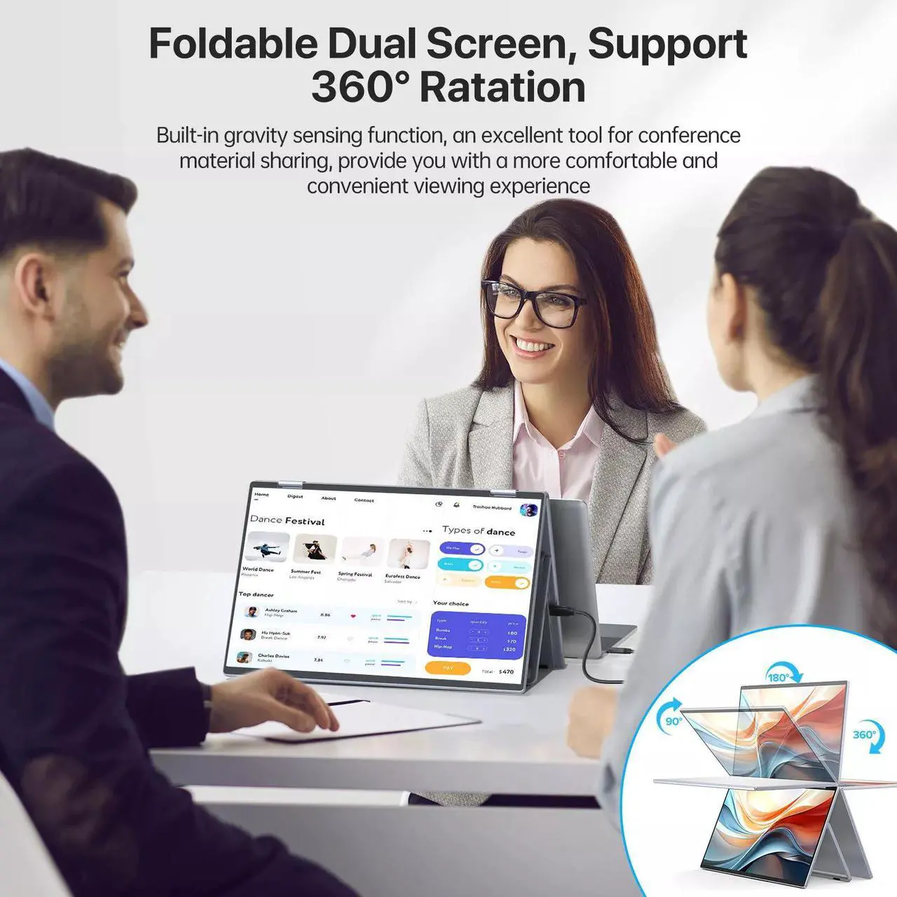 Alt view image 3 of 7 - EVICIV 15.6" Folding Dual Portable Monitor 1080P IPS FHD Laptop Screen Extender w/HDMI
