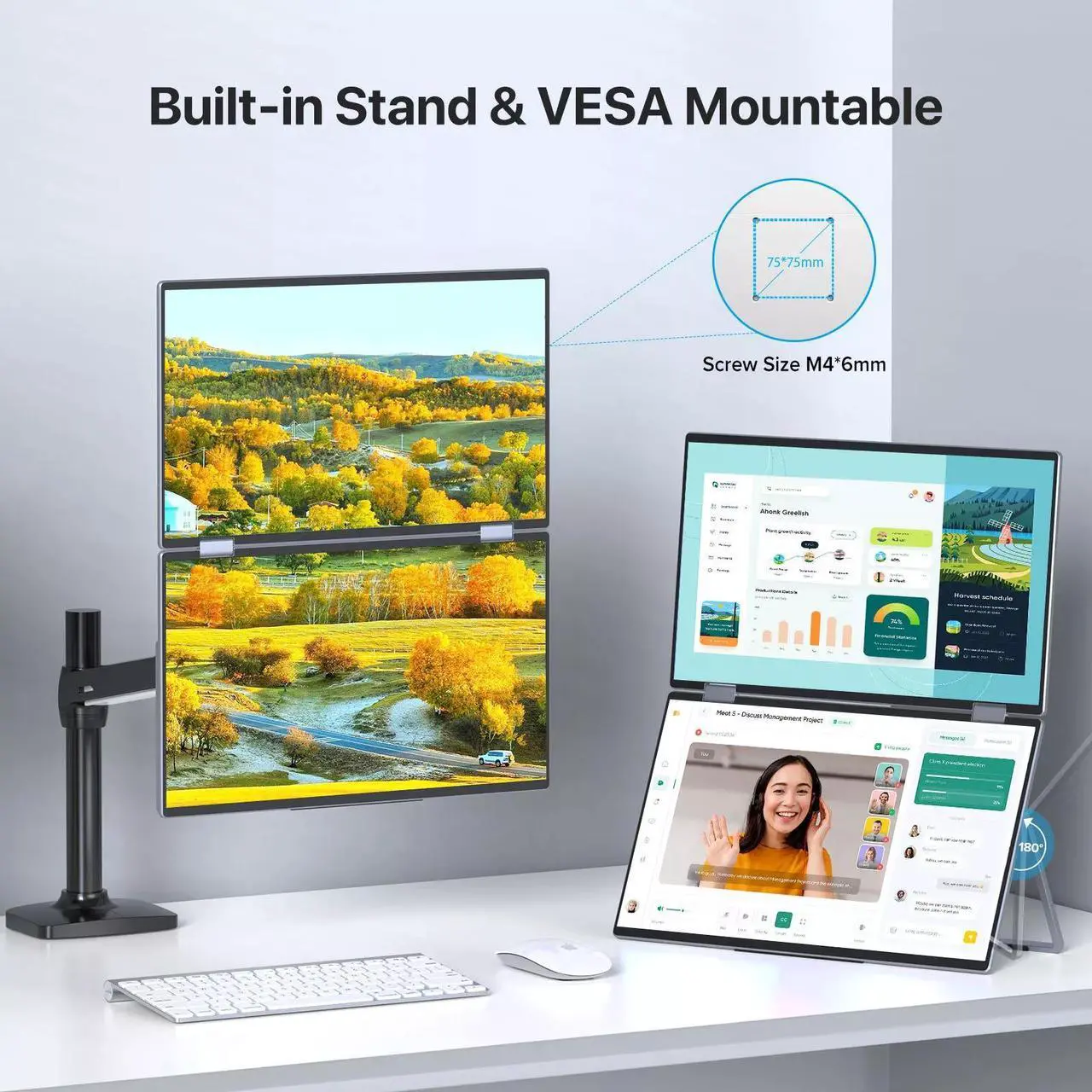 Alt view image 5 of 7 - EVICIV 15.6" Folding Dual Portable Monitor 1080P IPS FHD Laptop Screen Extender w/HDMI