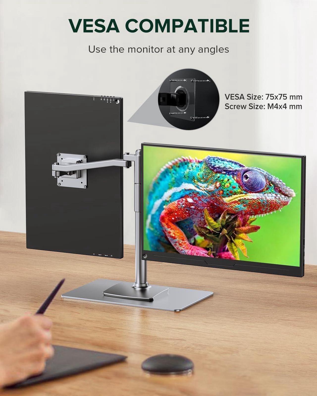 Alt view image 7 of 7 - EVICIV 16" Portable Monitor 2K 144HZ HDR FreeSync Portable Gaming Monitor 2*USB C HDMI w/VESA & Smart Case Matte IPS Eye Care External Second Screen