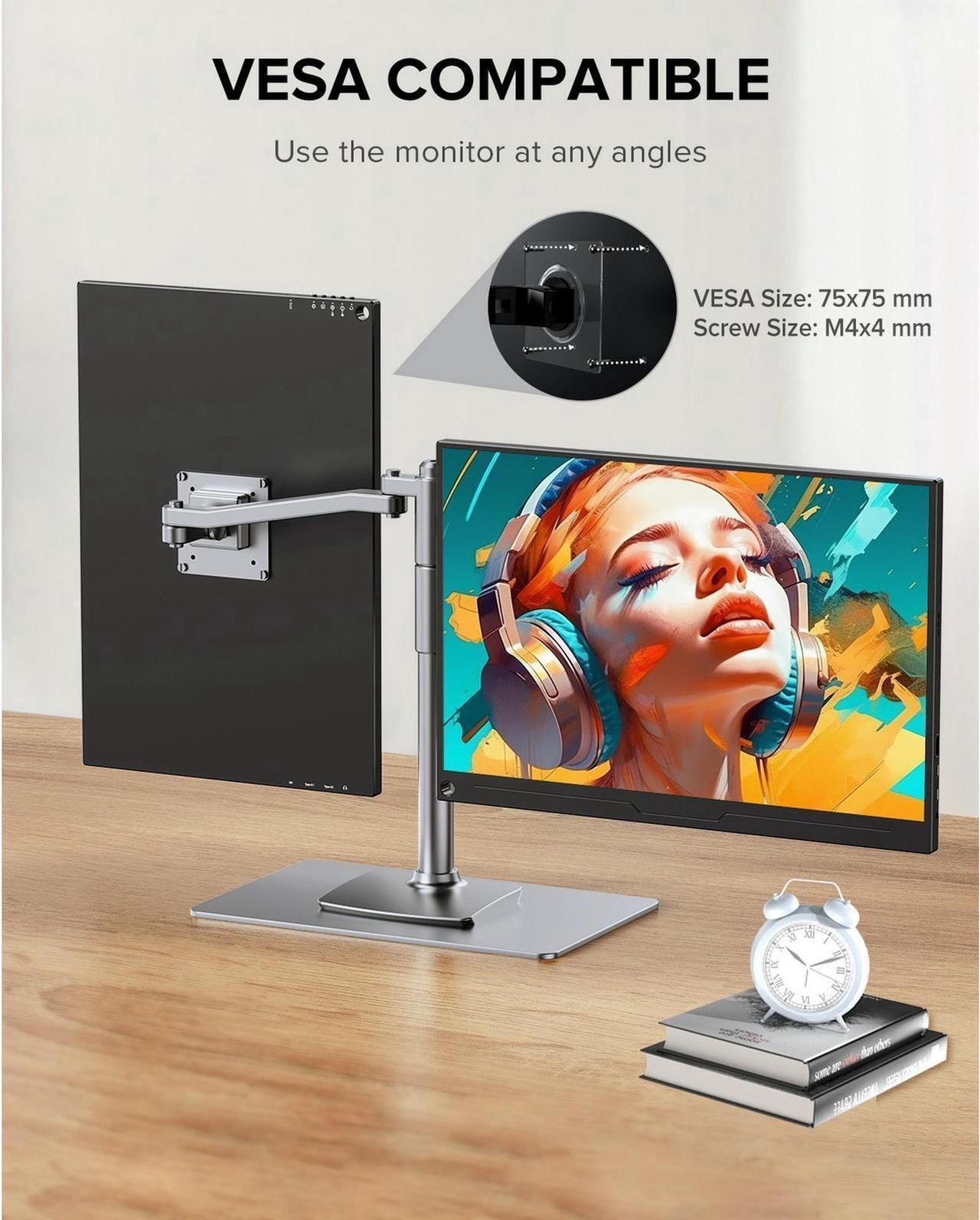 Alt view image 5 of 6 - NEWSOUL 14" 4K 60Hz Portable Gaming Monitor USB C Screen UHD Travel Monitor for Laptop, 3840P×2160P IPS Screen w/HDMI & Type C Display