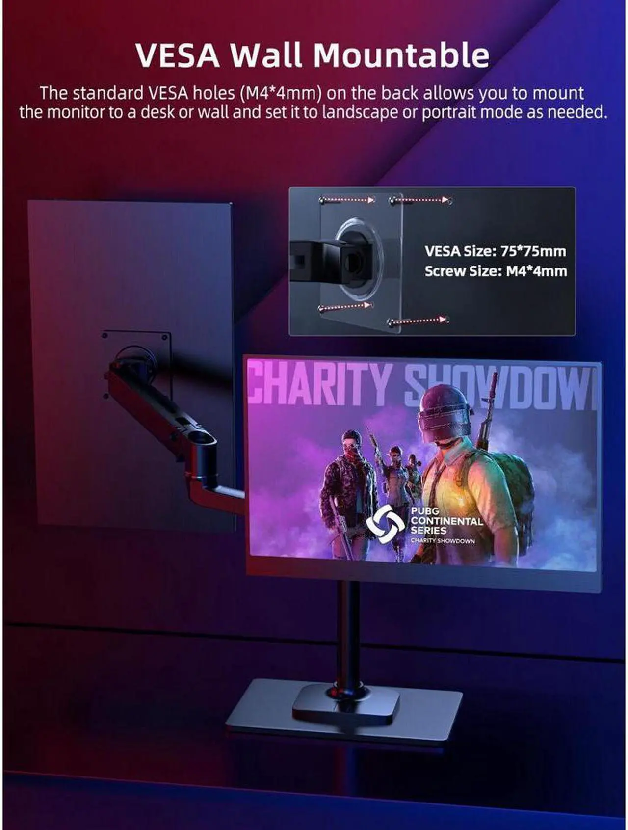 Alt view image 5 of 7 - NEWSOUL 17.3 Inch 144Hz Portable Gaming Monitor, AMD FreeSync Premium Eye Care Monitor, FHD 1080P HDR IPS Laptop Computer Monitor, HDMI USB C External Screen for Esports Xbox Switch PS5