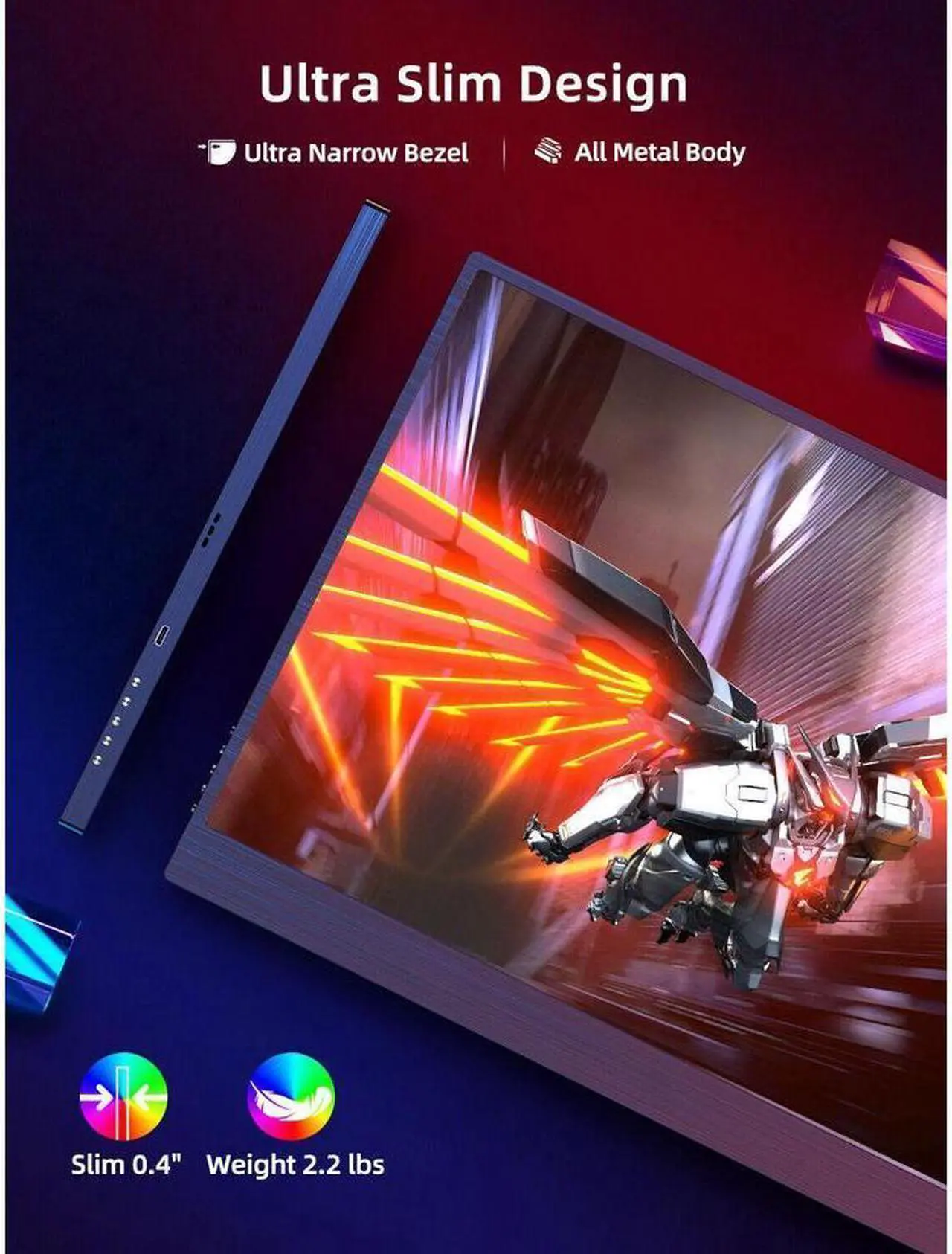 Alt view image 6 of 7 - NEWSOUL 17.3 Inch 144Hz Portable Gaming Monitor, AMD FreeSync Premium Eye Care Monitor, FHD 1080P HDR IPS Laptop Computer Monitor, HDMI USB C External Screen for Esports Xbox Switch PS5