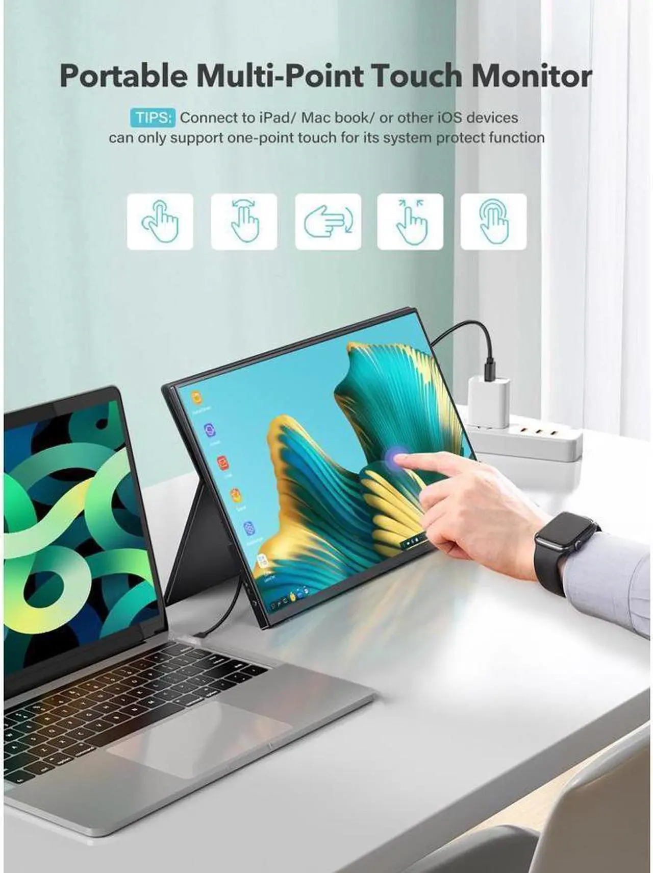 Alt view image 4 of 7 - NEW 15.6" Portable 10 Point Touch Screen Monitor FHD 1080P For Gaming PC Phone