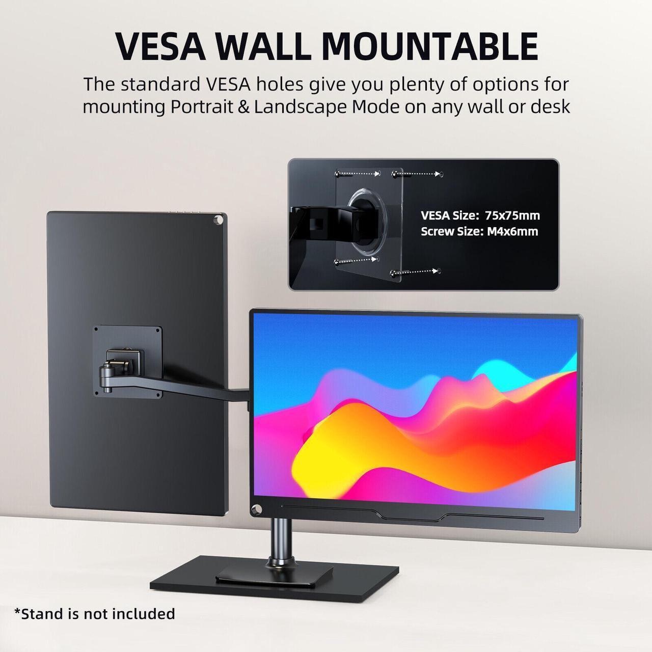 Alt view image 5 of 6 - NEWSOUL 15.6" Portable Monitor 1920*1080 Extend Dual Screen VESA For Computer Xbox Switch PS
