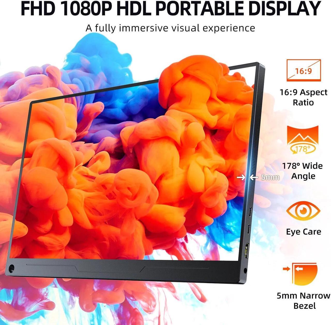 Alt view image 2 of 7 - NEWSOUL Portable Monitor 15.6'' 1920*1080 Gaming Monitor FHD USB C Type C/HDMI PC Display Screen For Xbox Switch PS4