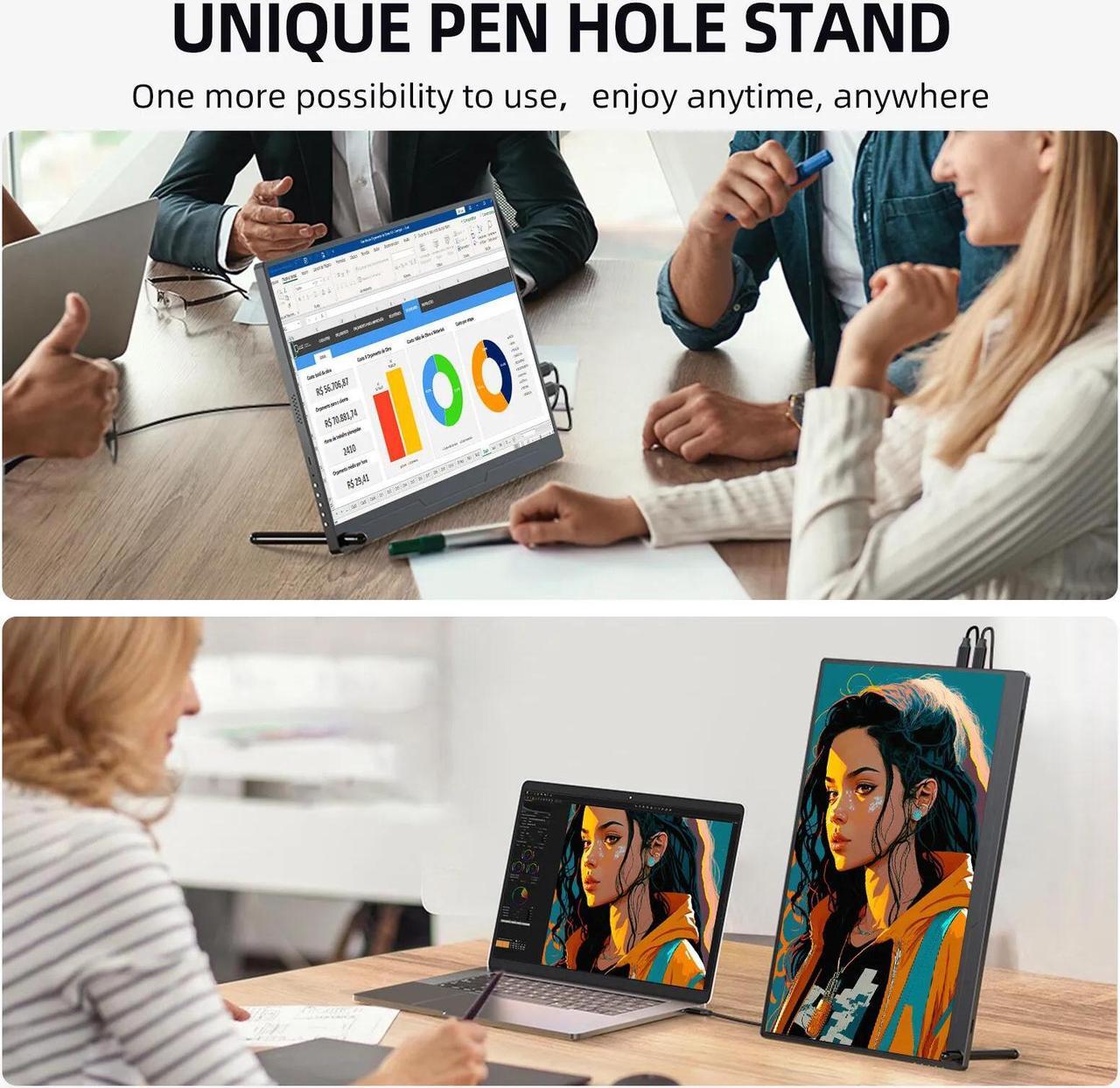 Alt view image 4 of 7 - NEWSOUL Portable Monitor 15.6'' 1920*1080 Gaming Monitor FHD USB C Type C/HDMI PC Display Screen For Xbox Switch PS4