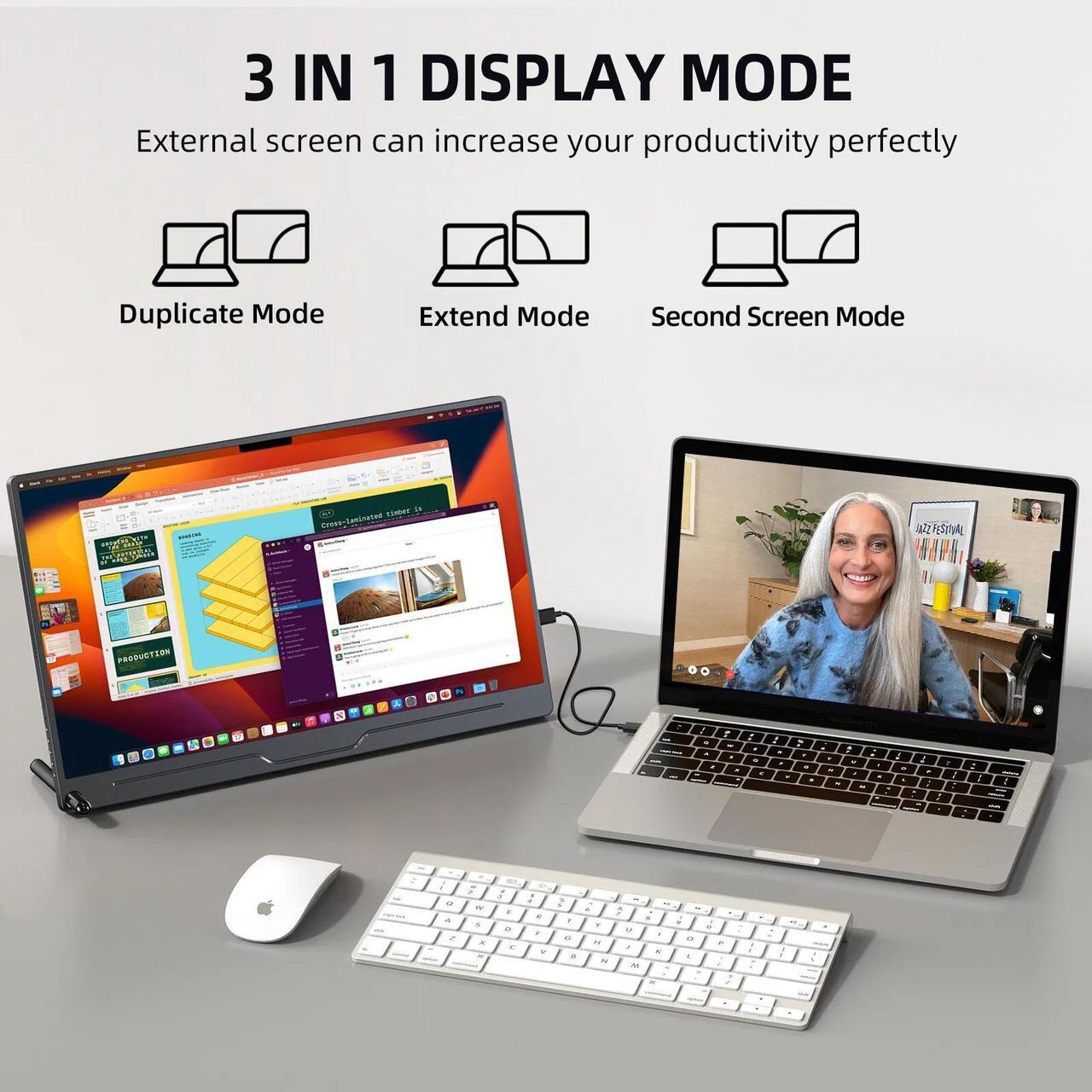 Alt view image 3 of 7 - NEWSOUL Portable Monitor 15.6'' 1920*1080 Gaming Monitor FHD USB C Type C/HDMI PC Display Screen For Xbox Switch PS4
