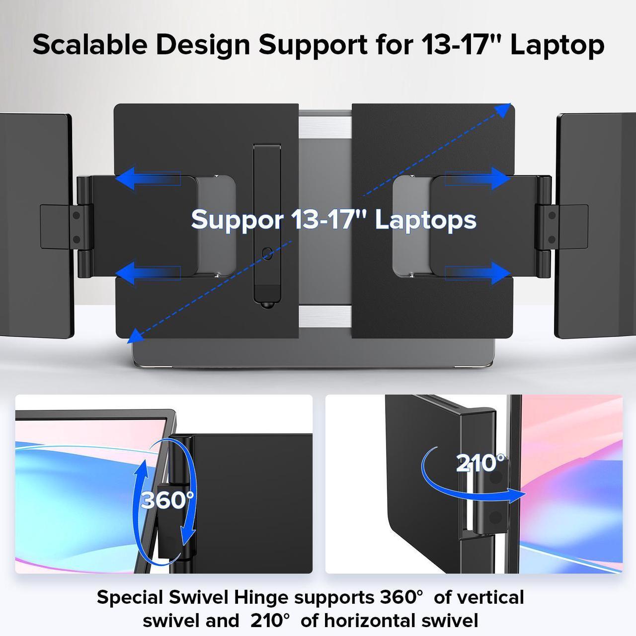 Alt view image 5 of 7 - Newsoul 2K 14" 360° Swivel Hinge Laptop Screen Extender, 2240x1400 QHD IPS Portable Monitor for 14"-17" Laptops - Plug & Play with Mac, Win, Dex (Only one Screen)