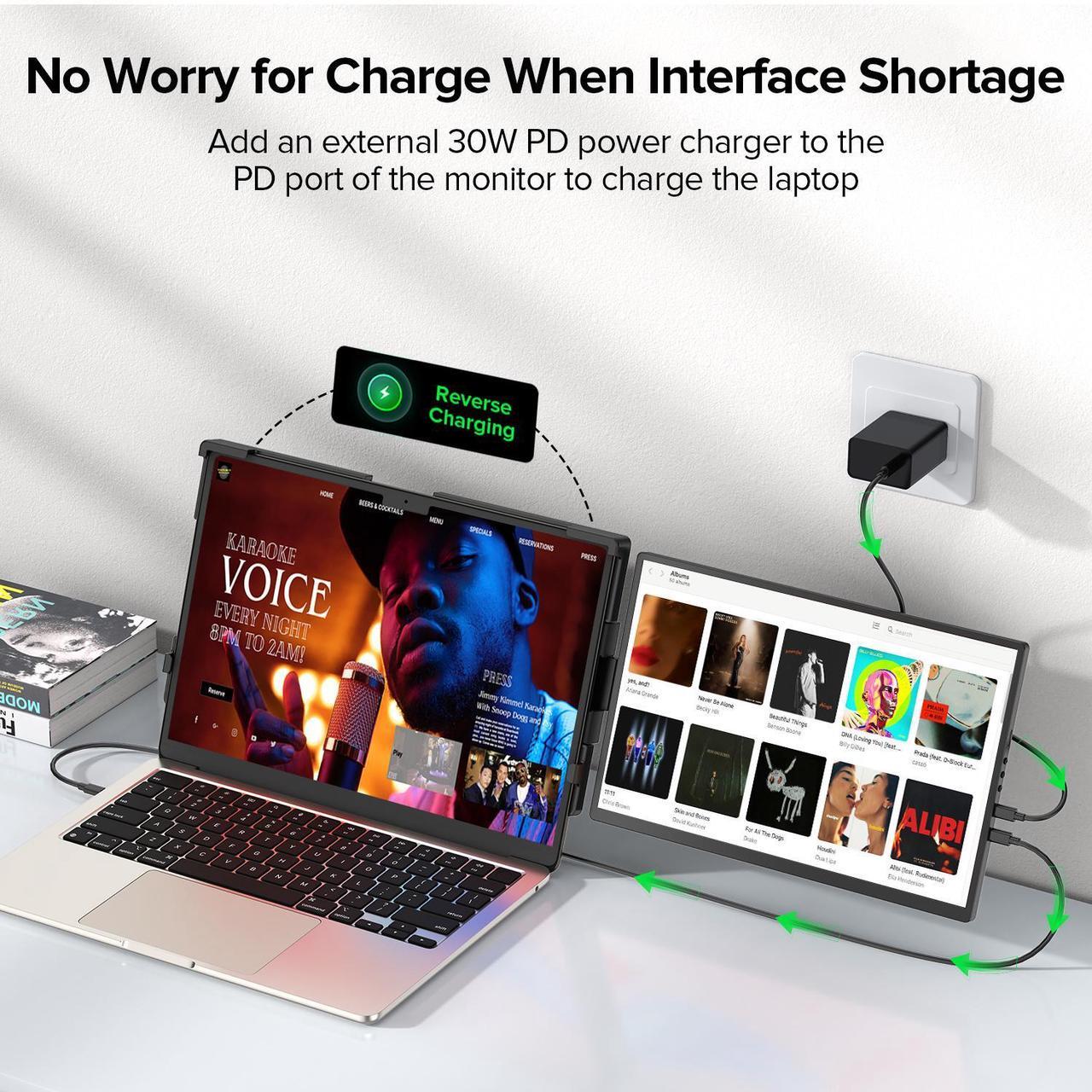 Alt view image 7 of 7 - Newsoul 2K 14" 360° Swivel Hinge Laptop Screen Extender, 2240x1400 QHD IPS Portable Monitor for 14"-17" Laptops - Plug & Play with Mac, Win, Dex (Only one Screen)