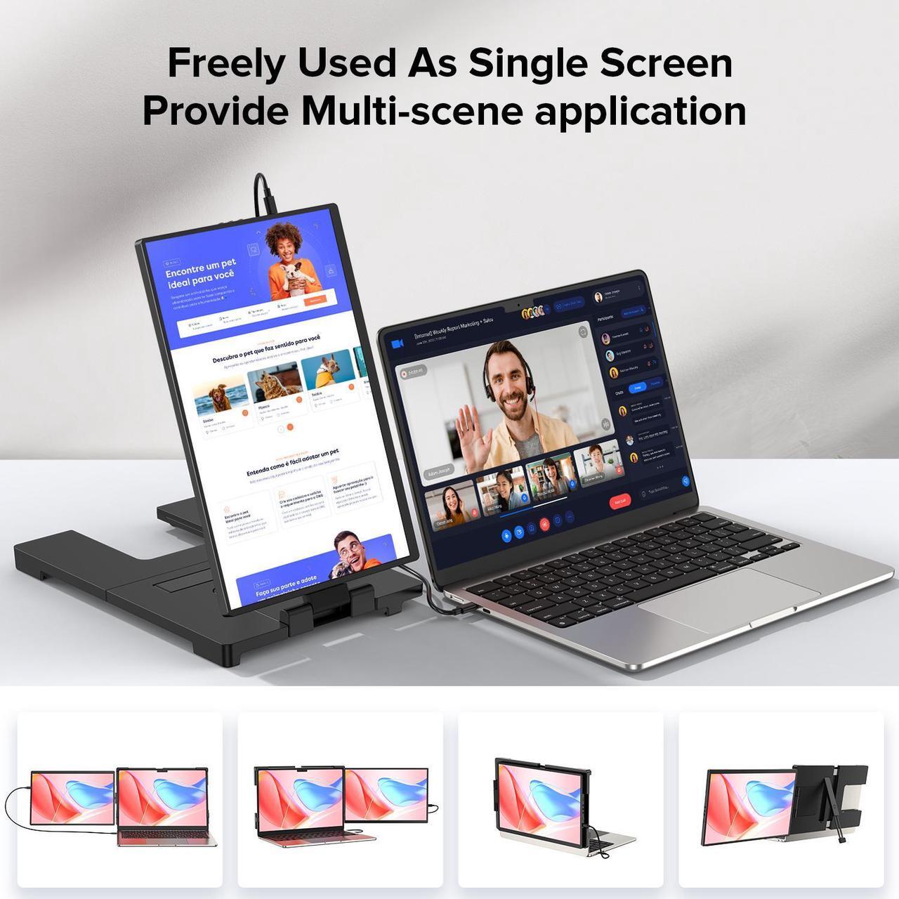 Alt view image 6 of 7 - Newsoul 2K 14" 360° Swivel Hinge Laptop Screen Extender, 2240x1400 QHD IPS Portable Monitor for 14"-17" Laptops - Plug & Play with Mac, Win, Dex (Only one Screen)