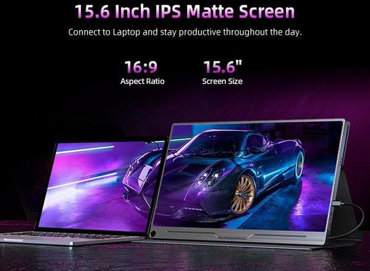 Alt view image 3 of 7 - NEWSOUL 15.6" 4K Portable Monitor UHD Screen 3840*2160 Laptop Extended Monitor, 1300:1 100% sRGB USB-C HDMI Portable Gaming Monitor HDR Travel Monitor with Speakers & Smart for Laptop PS5/4 Xbox