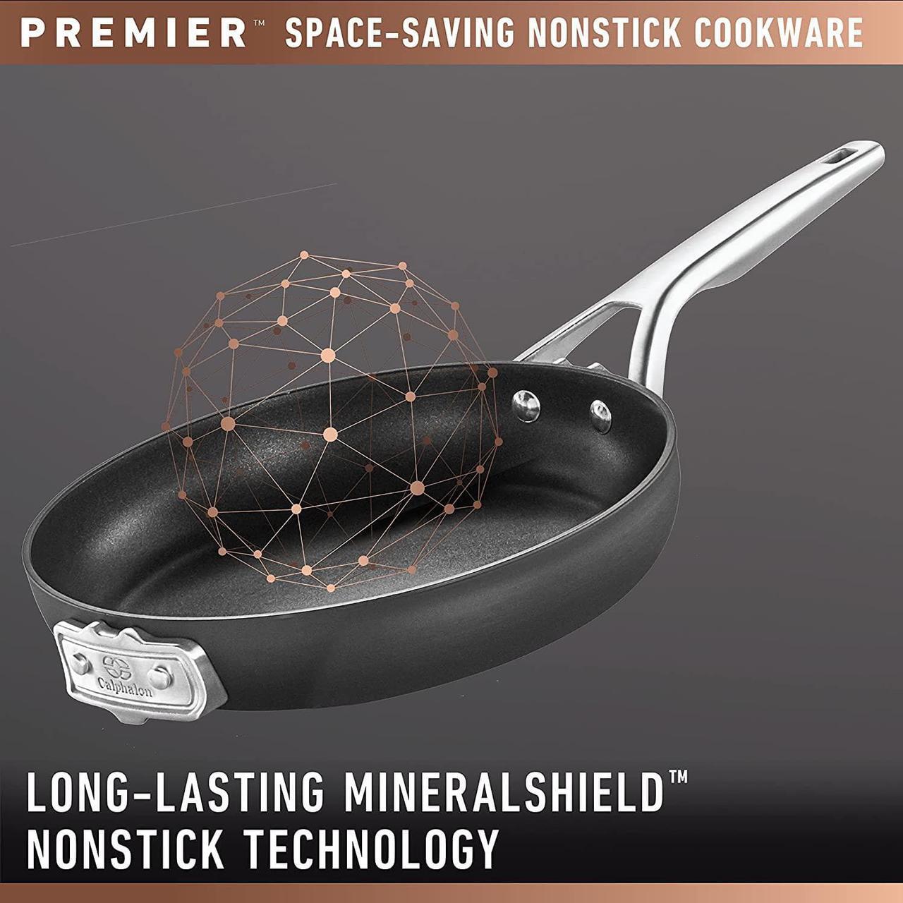 Alt view image 3 of 7 - Calphalon Premier Space-Saving Hard-Anodized Nonstick 5-Quart Saute Pan with Lid