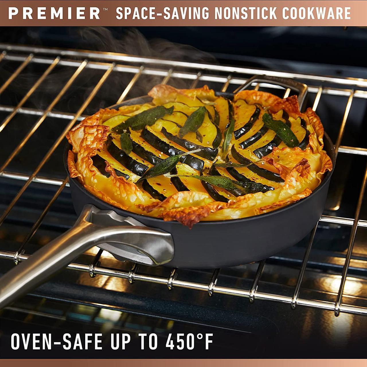 Alt view image 6 of 7 - Calphalon Premier Space-Saving Hard-Anodized Nonstick 5-Quart Saute Pan with Lid