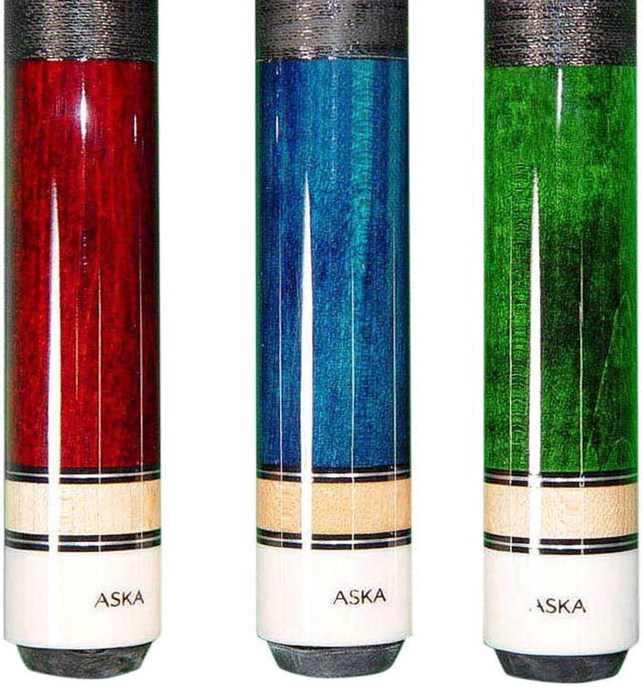 Set of 3 Aska L2 Billiard Pool Cues, 58" Hard Rock Canadian Maple, 13mm Hard Le Pro Tip, Mixed Weights, L2S3