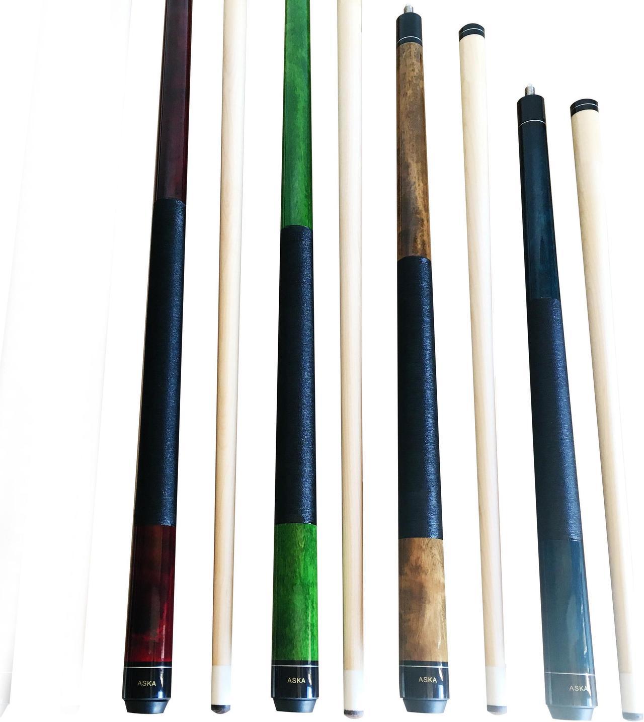 Set of Aska Mixed Length Cues LS, Canadian Hard Rock Maple Billiard Pool Cue Sticks, Short, Kids Cues, LS4