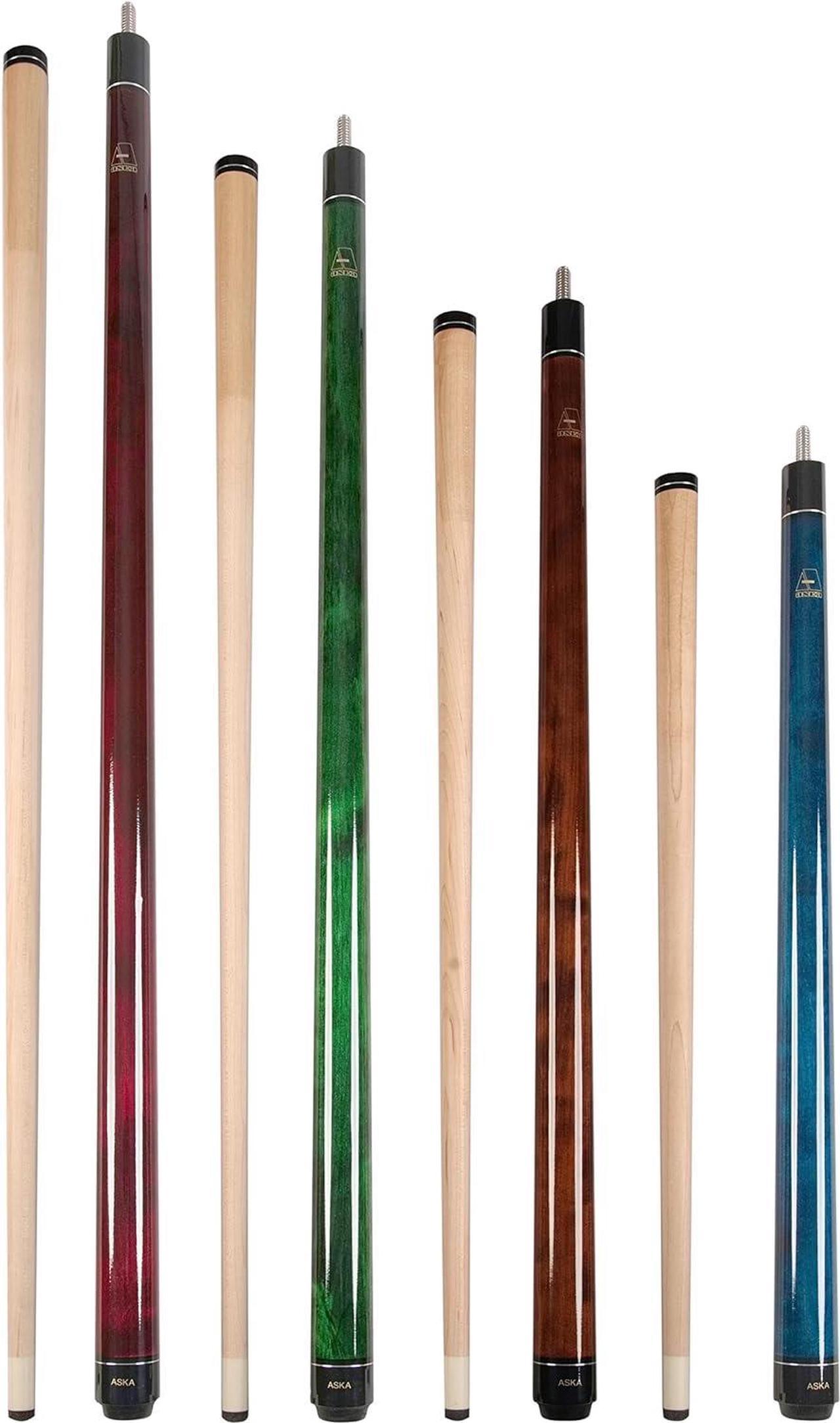 Set of Aska Mixed Length Cues LS, Canadian Hard Rock Maple Billiard Pool Cue Sticks, Short, Kids Cues, LS4N