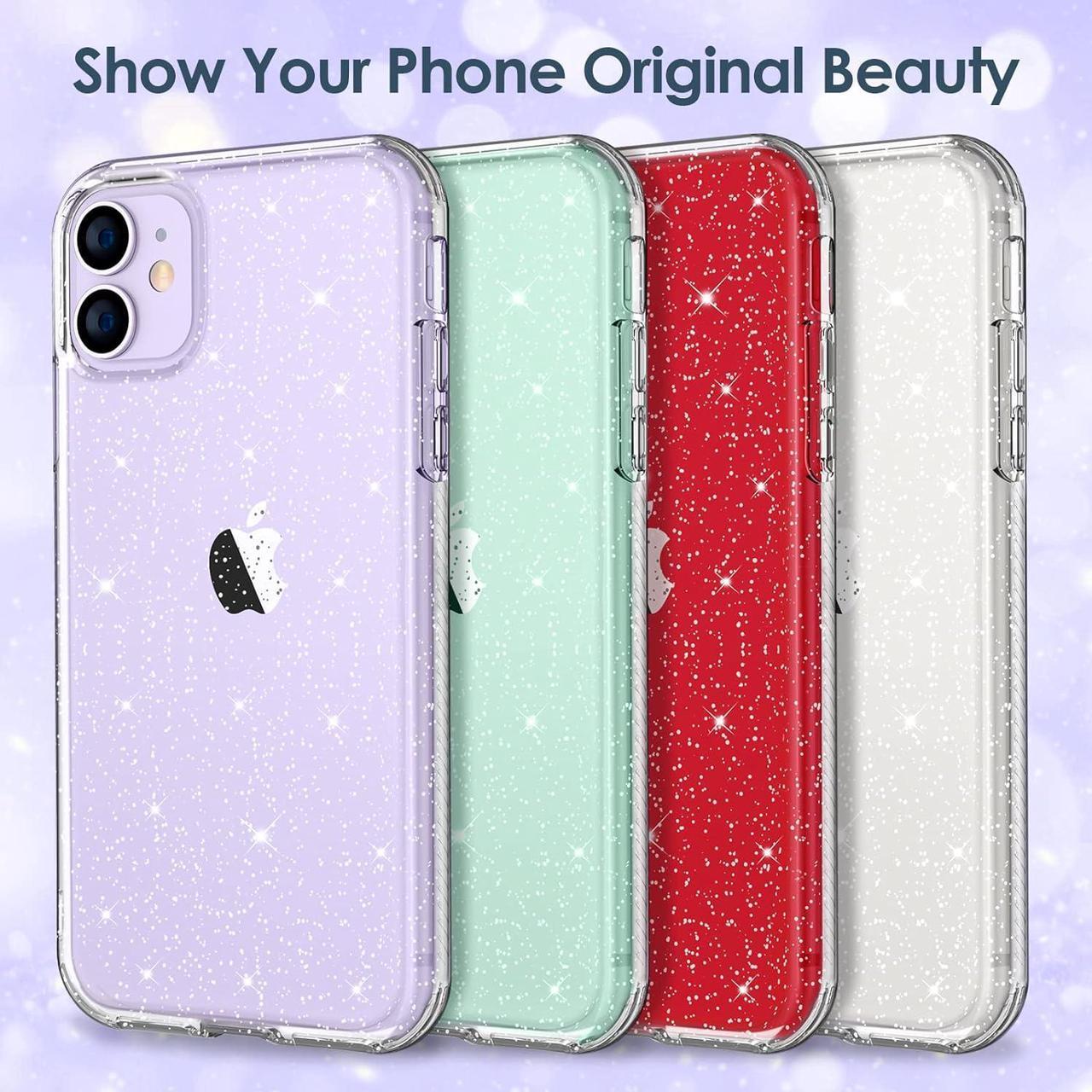 Alt view image 2 of 7 - Case for iPhone 11 Case Glitter, Cute Sparkly Clear Glitter Shiny Bling Sparkle Cover, Anti-Scratch Soft TPU Thin Slim Fit Shockproof Protective Phone Cases for Women Girls Girly, Clear Glitter