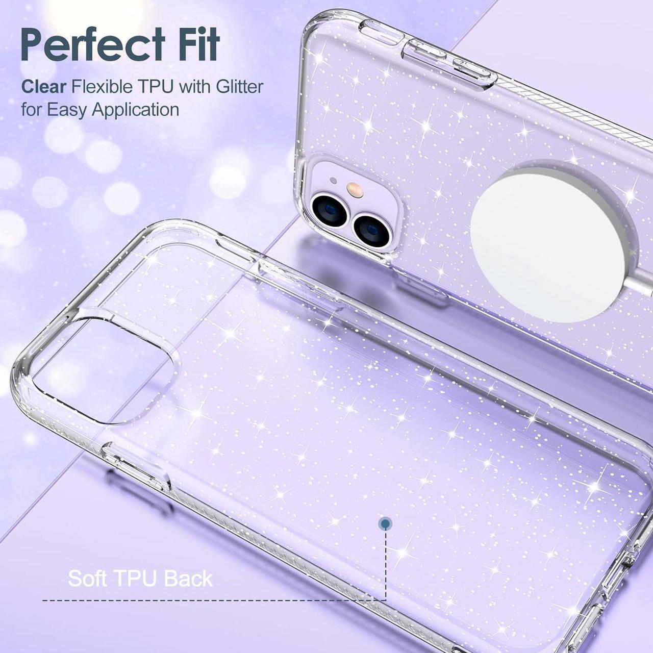 Alt view image 3 of 7 - Case for iPhone 11 Case Glitter, Cute Sparkly Clear Glitter Shiny Bling Sparkle Cover, Anti-Scratch Soft TPU Thin Slim Fit Shockproof Protective Phone Cases for Women Girls Girly, Clear Glitter