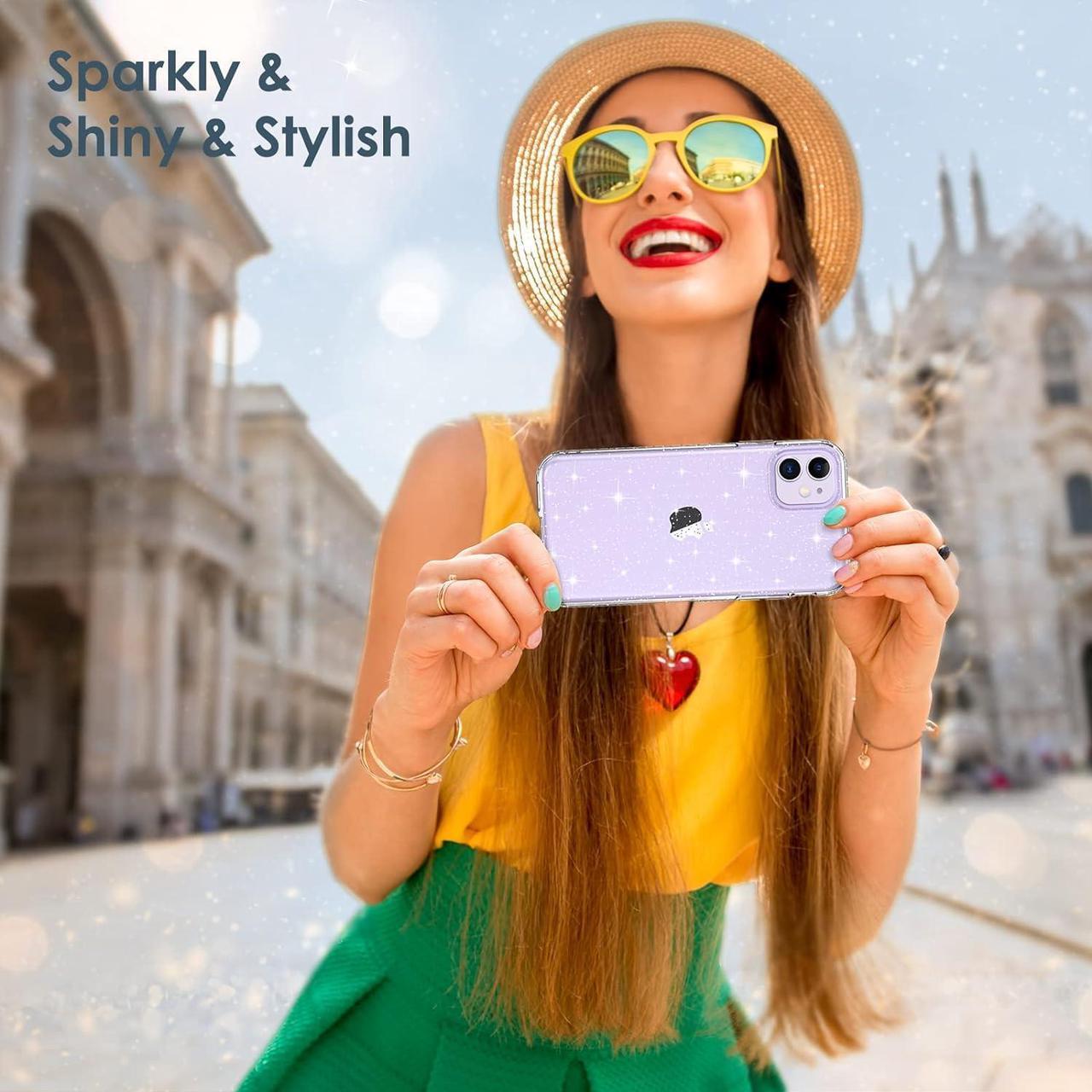 Alt view image 6 of 7 - Case for iPhone 11 Case Glitter, Cute Sparkly Clear Glitter Shiny Bling Sparkle Cover, Anti-Scratch Soft TPU Thin Slim Fit Shockproof Protective Phone Cases for Women Girls Girly, Clear Glitter