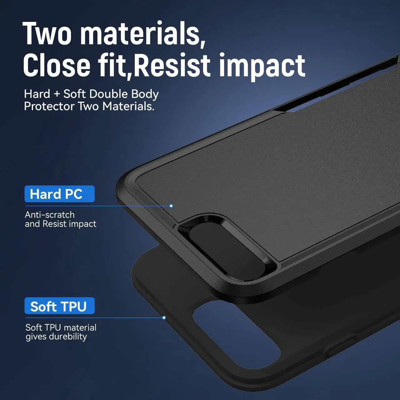 Alt view image 4 of 6 - for iPhone 8 Plus Case, iPhone 7 Plus Case,with HD Screen Protector,[Military Grade Drop Tested] Heavy-Duty Tough Rugged Shockproof Protective Phone Case for iPhone 7 Plus /iPhone 8 Plus 5.5, Black