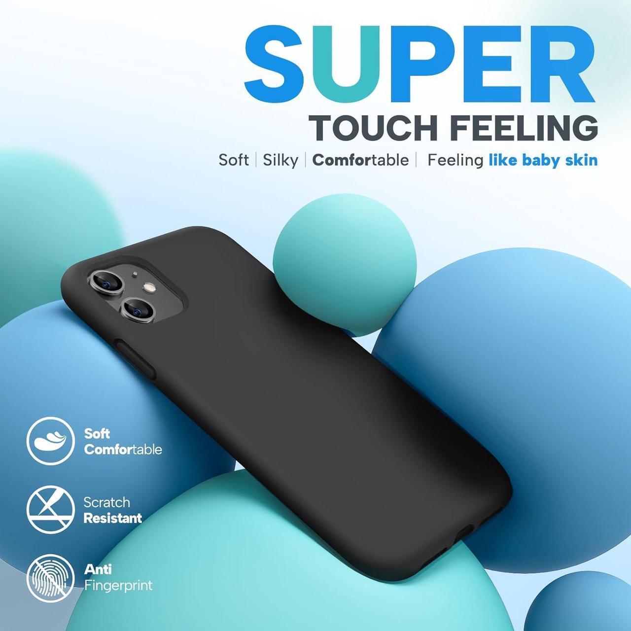 Alt view image 3 of 7 - Compatible with iPhone 11 Phone Case, with Screen Protector, Liquid Silicone Gel Rubber Full Body Drop Protection Shockproof Cover Phone Case for iPhone 11 6.1 inch(Black)