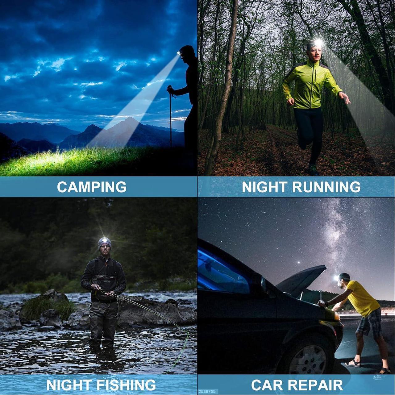 Alt view image 7 of 7 - LED Headlamp USB Rechargeable Head Lamp XHP70 Super Bright 90000 High Lumen with 5 Modes Batteries Included Zoomable Waterproof Headlight for Camping Hunting Running Fishing Biking