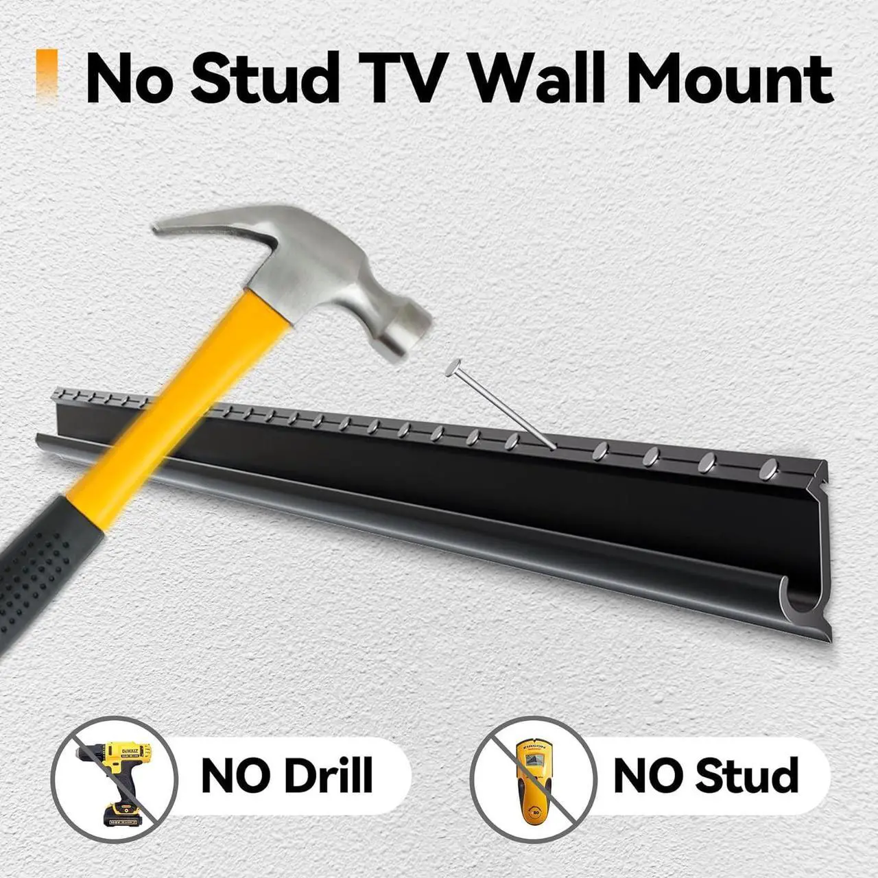 Alt view image 2 of 7 - No Stud TV Wall Mount for 32-75 Inch Flat Screen, Studless TV Wall Mount with Max 150 lbs Load Capacity, Easy-to-Assemble Non-Drill Mounted TV Hanger Fits Most LED LCD Plasma TVs & Monitors