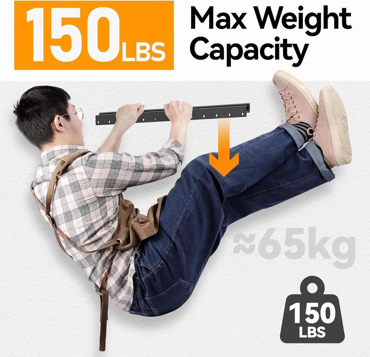 Alt view image 3 of 7 - No Stud TV Wall Mount for 32-75 Inch Flat Screen, Studless TV Wall Mount with Max 150 lbs Load Capacity, Easy-to-Assemble Non-Drill Mounted TV Hanger Fits Most LED LCD Plasma TVs & Monitors