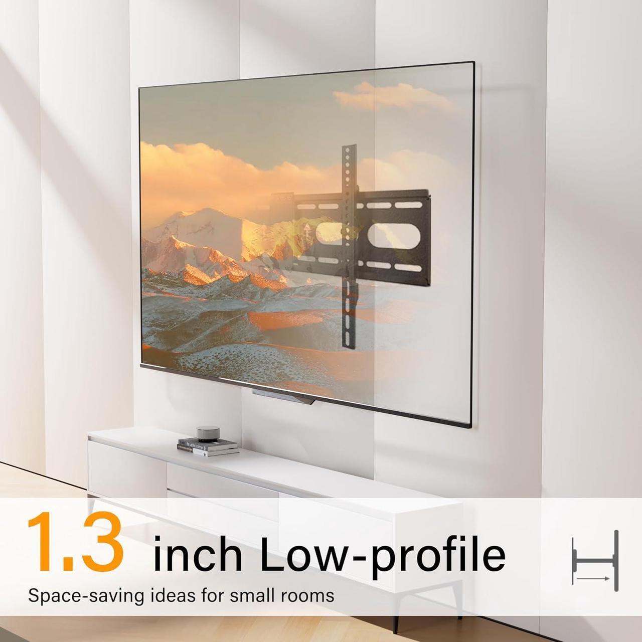 Alt view image 5 of 7 - Low-Profile Tilt TV Wall Mount Bracket, Universal TV Mount for 32-75 Inch Flat Screen TVs, Fits 16"-24" Studs, Max VESA 600x400mm, Holds up to 132lbs, Sturdy and Space-Saving Design