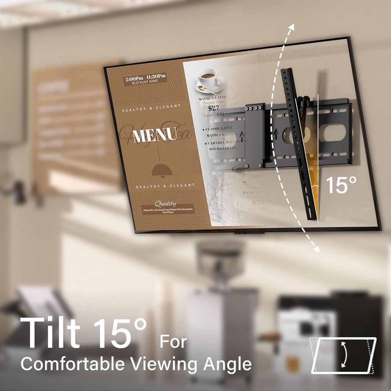 Alt view image 4 of 7 - Low-Profile Tilt TV Wall Mount Bracket, Universal TV Mount for 32-75 Inch Flat Screen TVs, Fits 16"-24" Studs, Max VESA 600x400mm, Holds up to 132lbs, Sturdy and Space-Saving Design