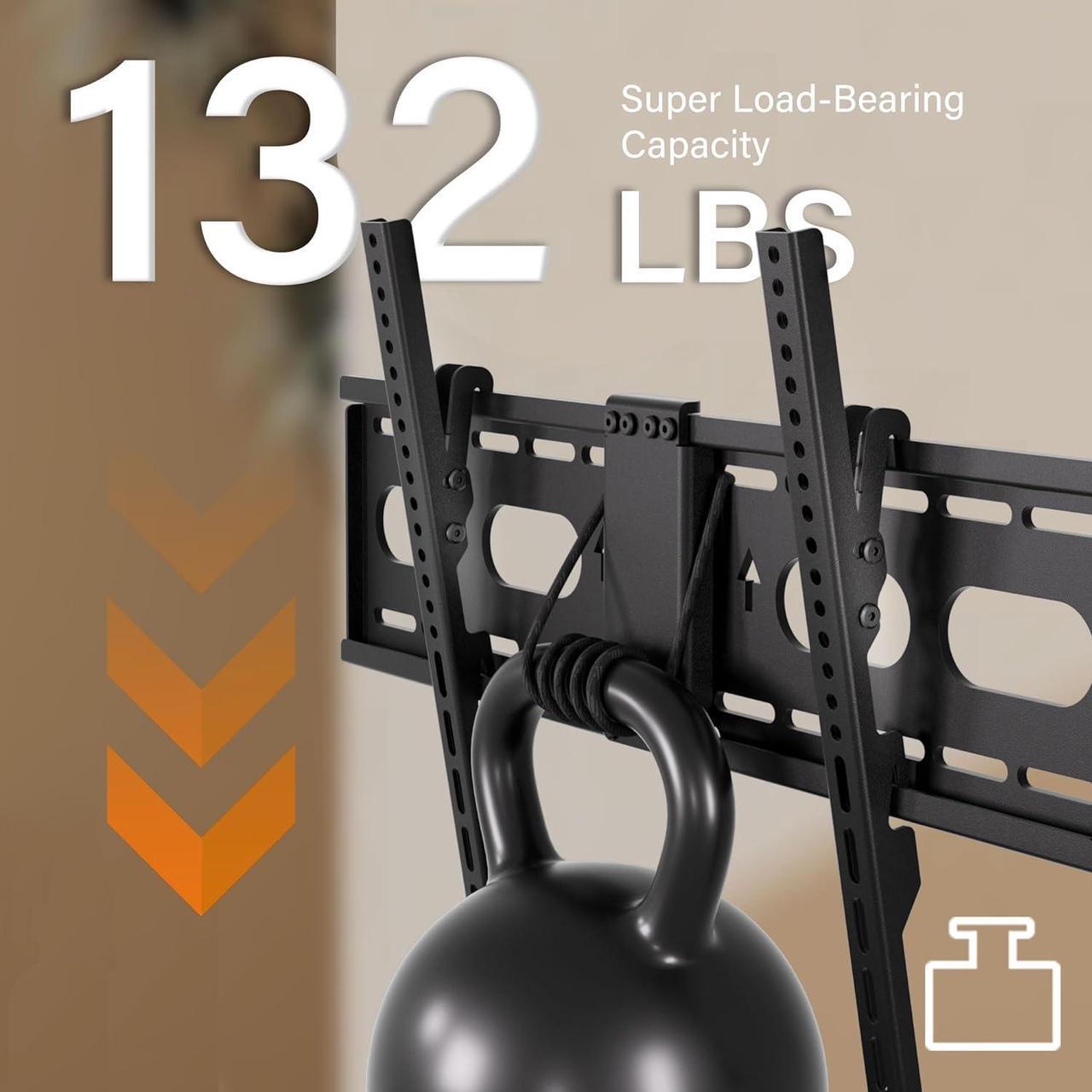 Alt view image 3 of 7 - Low-Profile Tilt TV Wall Mount Bracket, Universal TV Mount for 32-75 Inch Flat Screen TVs, Fits 16"-24" Studs, Max VESA 600x400mm, Holds up to 132lbs, Sturdy and Space-Saving Design