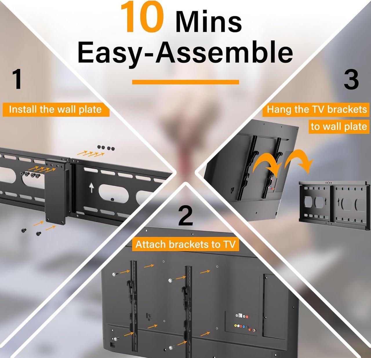 Alt view image 6 of 7 - Low-Profile Tilt TV Wall Mount Bracket, Universal TV Mount for 32-75 Inch Flat Screen TVs, Fits 16"-24" Studs, Max VESA 600x400mm, Holds up to 132lbs, Sturdy and Space-Saving Design