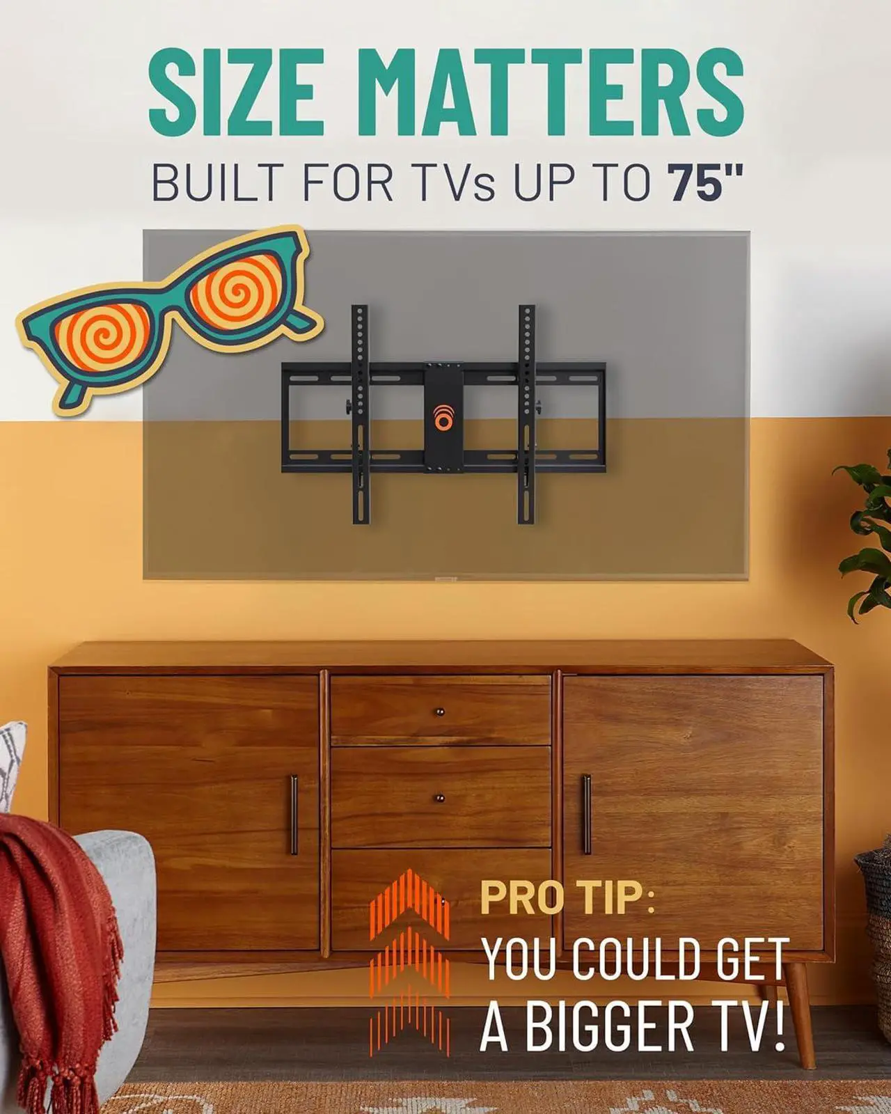 Alt view image 3 of 7 - ECHOGEAR Tilting TV Wall Mount with Low Profile Design for 32-70 inch TVs - Eliminates Screen Glare with 15º of Smooth Tilt - Easy Install with All Hardware Included - EGLT1-BK