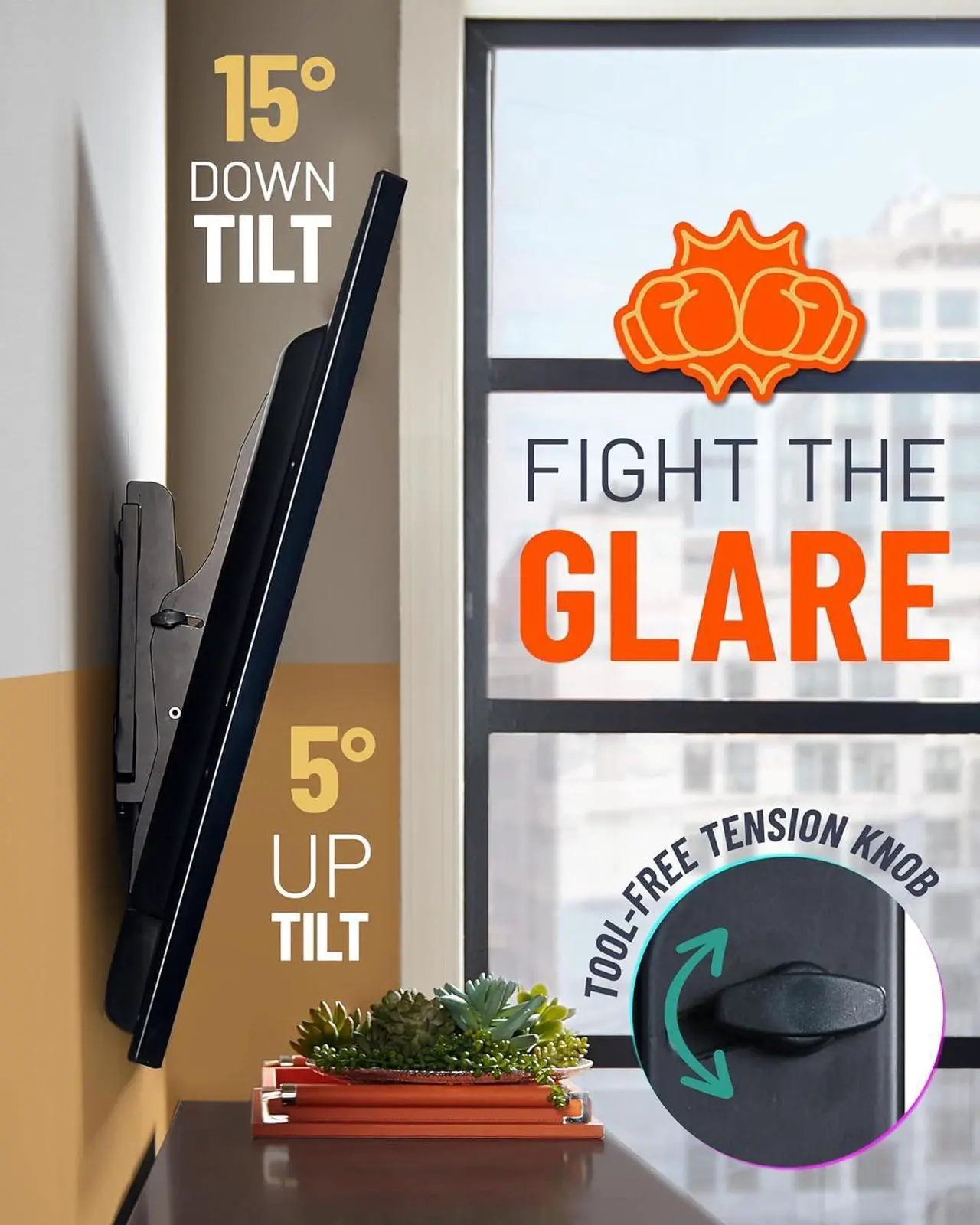 Alt view image 4 of 7 - ECHOGEAR Tilting TV Wall Mount with Low Profile Design for 32-70 inch TVs - Eliminates Screen Glare with 15º of Smooth Tilt - Easy Install with All Hardware Included - EGLT1-BK