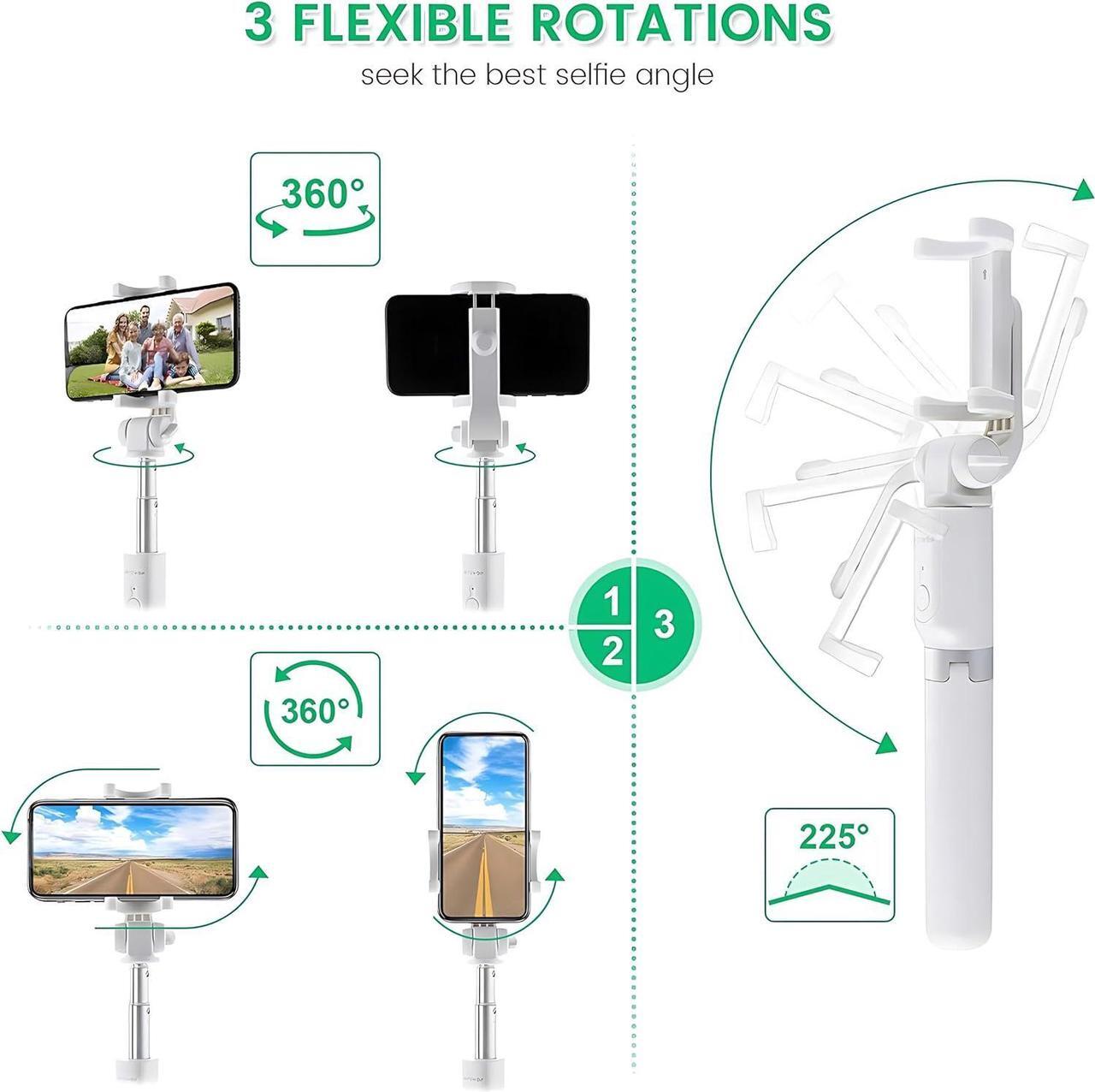 Alt view image 6 of 7 - Selfie Stick Tripod with Wireless Remote Controller Pouch Extendable Adjustable Stand Mount Light-Weight V-Log Compatible with All Apple iPhone, Samsung Galaxy (White)