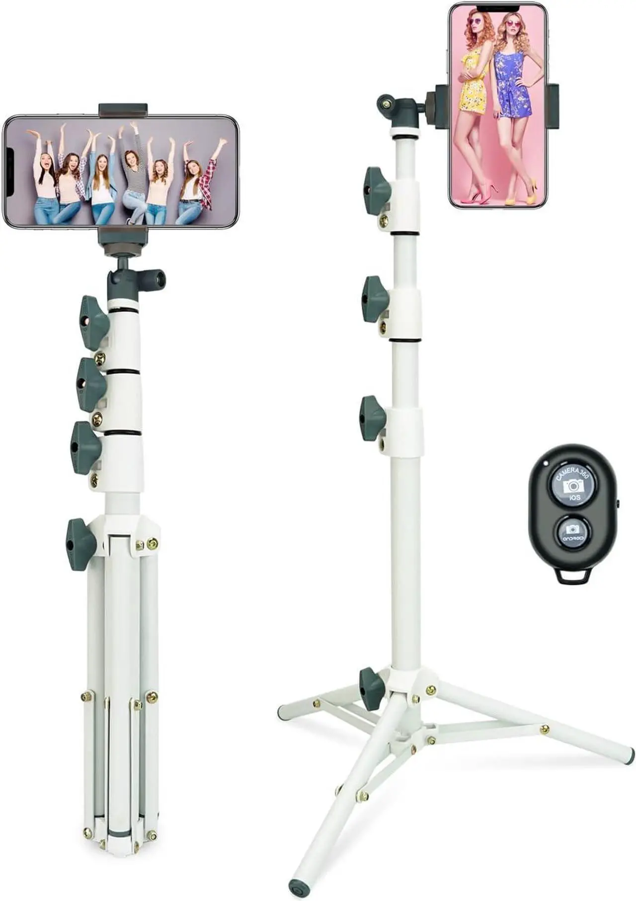 Main image of Selfie Stick & Tripod LINCO, Integrated, Heavy Duty, Lightweight, Bluetooth Remote for Apple & Android Devices, Separable Tripod Feet, Extends to 50" (White)
