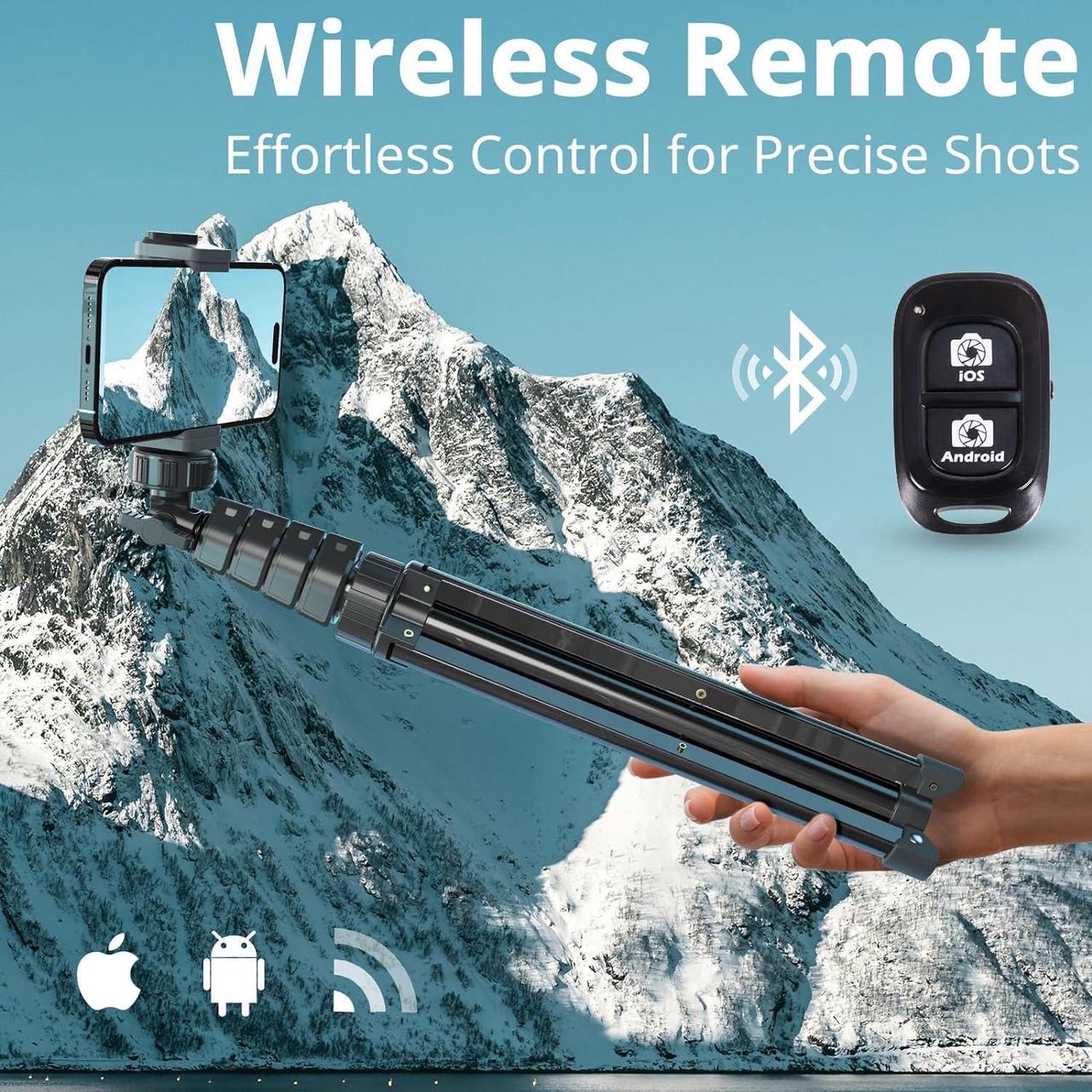 Alt view image 4 of 6 - UBeesize 67" Phone Tripod & Selfie Stick, Camera Tripods Stand with Wireless Remote and Phone Holder,Compatible with iPhone Android Phone, Perfect for Selfies/Video Recording/Live Streaming Black