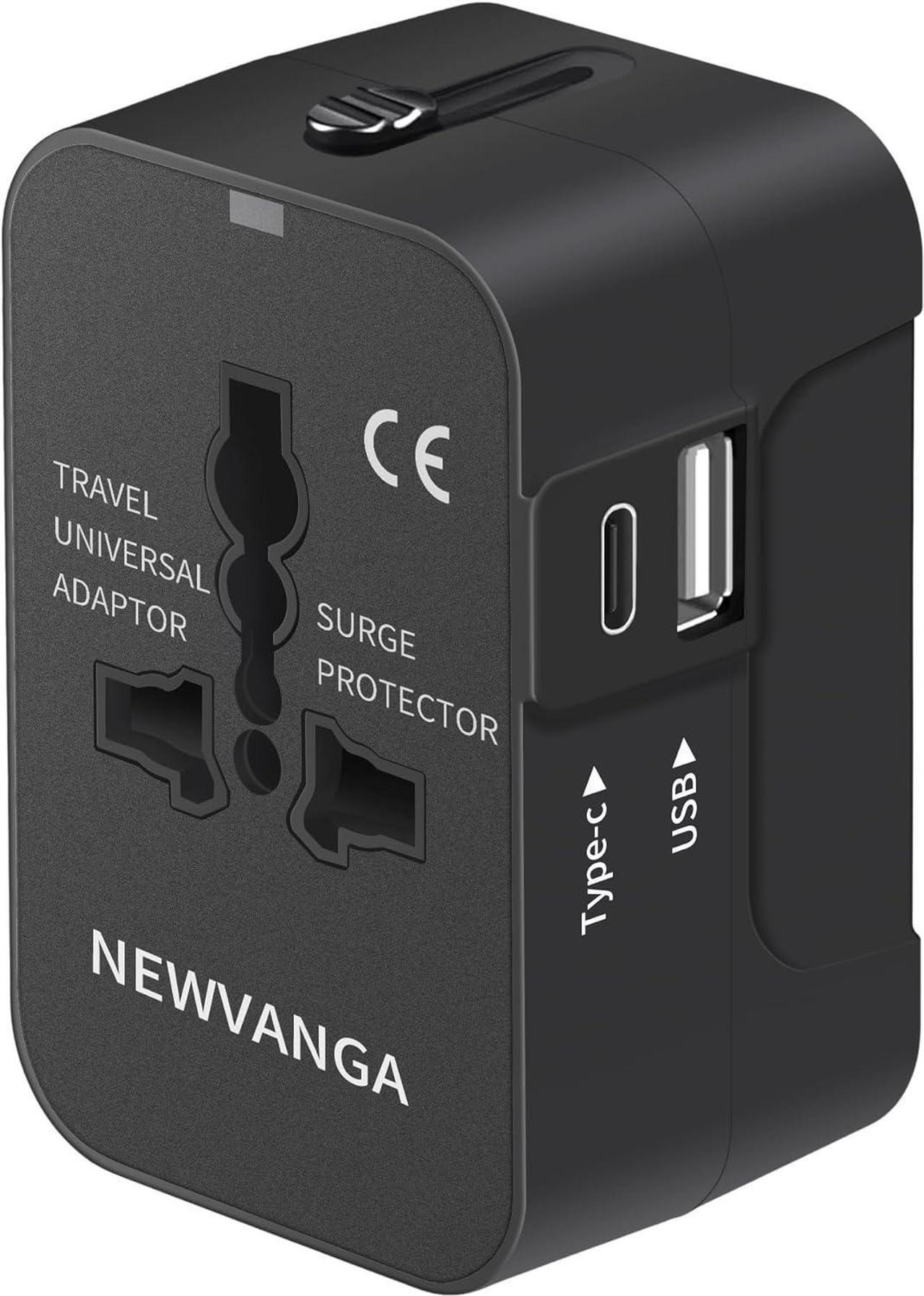 Main image of Travel Adapter with USB C, Universal All in One Worldwide Travel Adapter Power Converters Wall Charger AC Power Plug Adapter USB Type C Charging Ports for USA EU UK AUS Black
