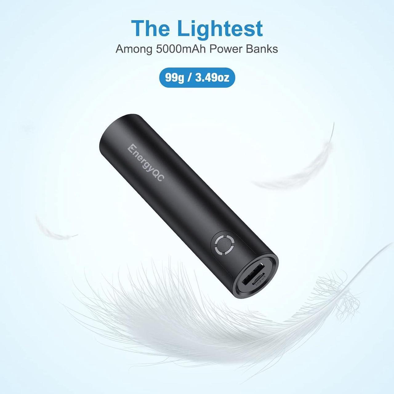 Alt view image 5 of 7 - EnergyQC Fast Charging Portable Charger 5000mAh,External Battery Power Bank with 5V/2.4A Output and USB-C Input(Recharge Only), Battery Pack Compatible with iPhone,Samsung Galaxy and More-Black