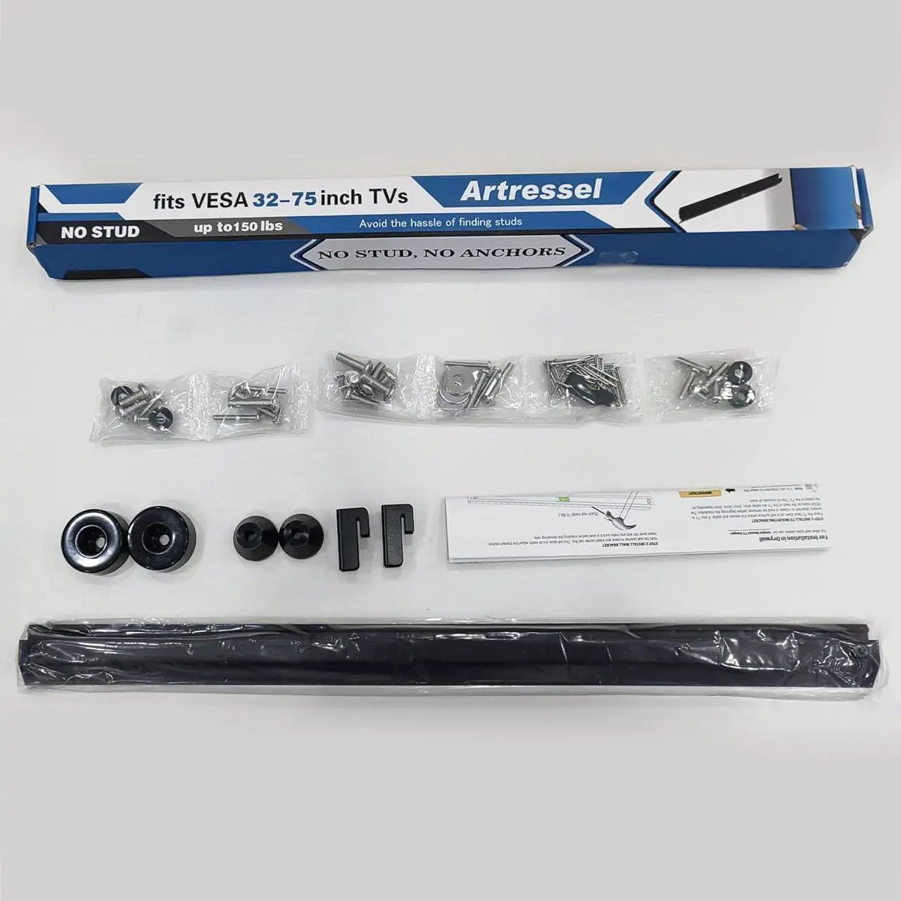 Alt view image 7 of 7 - No Stud TV Mount for All Brand 32-75Inch TVs, Universal Studless TV Drywall Mount Bracket for Flat Screen TVs Monitors, Low Profile, Loading Capacity 150lbs, Vesa 200x100 to 600 x 400mm