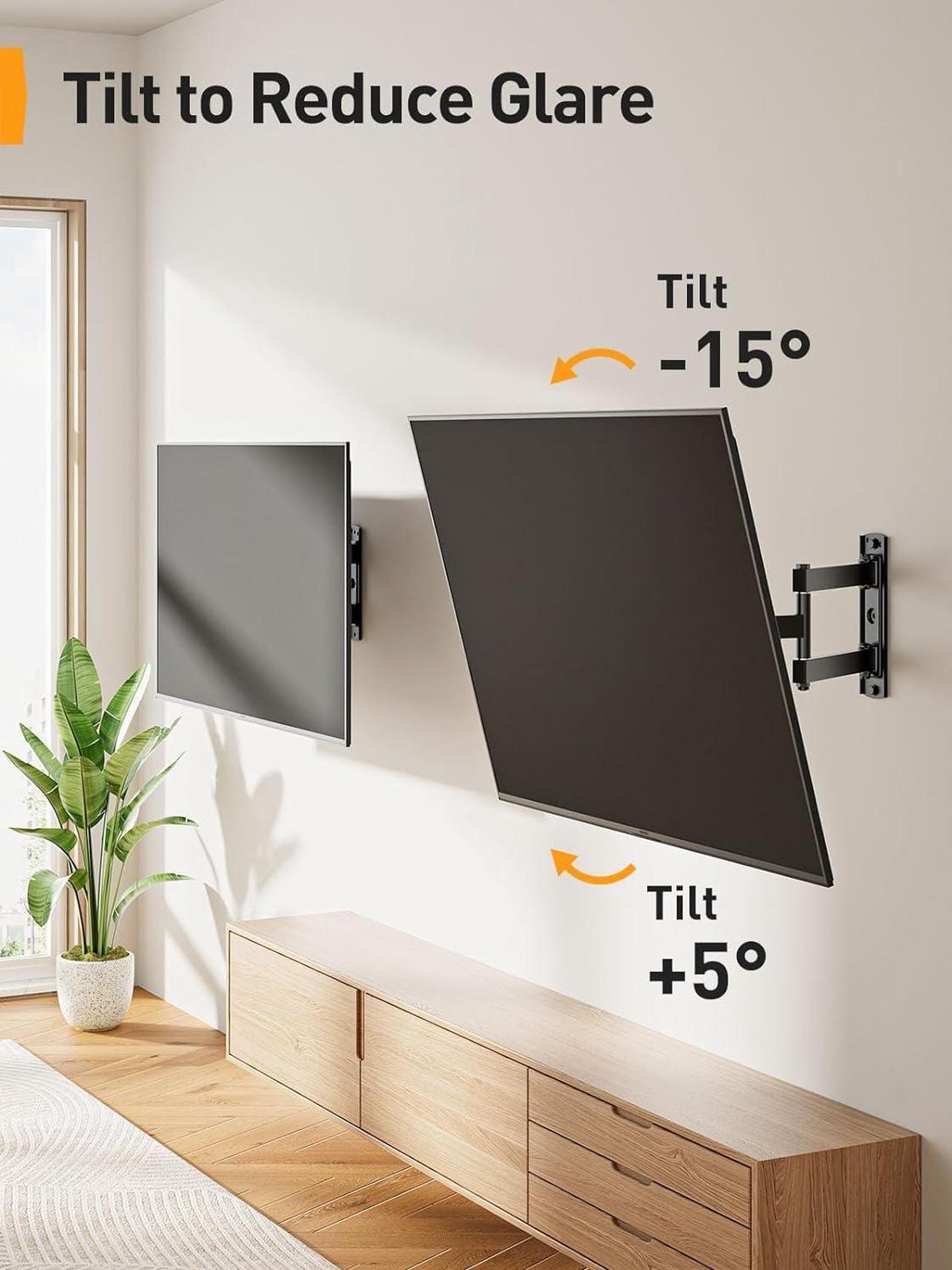 Alt view image 6 of 7 - Perlegear Full Motion TV Wall Mount for 26-55 inch Flat or Curved TVs, Wall Mount TV Bracket with Articulating Arm, Swivel, Tilt, Extension, Corner TV Wall Mount Max VESA 400x400mm up to 60 lbs PGMFK3