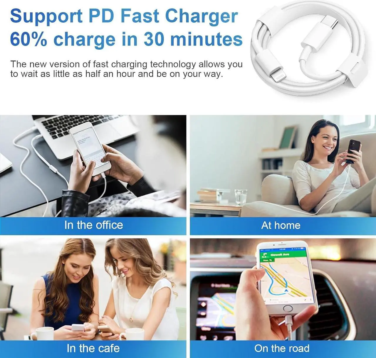 Alt view image 7 of 7 - iPhone 14 13 12 11 Super Fast Charger [2Pack] cargador 20W Rapid USB C Wall Charger Block with 6FT Fast Charging Cable Compatible with iPhone 14 Pro Max/Pro/Plus/Mini/iPad