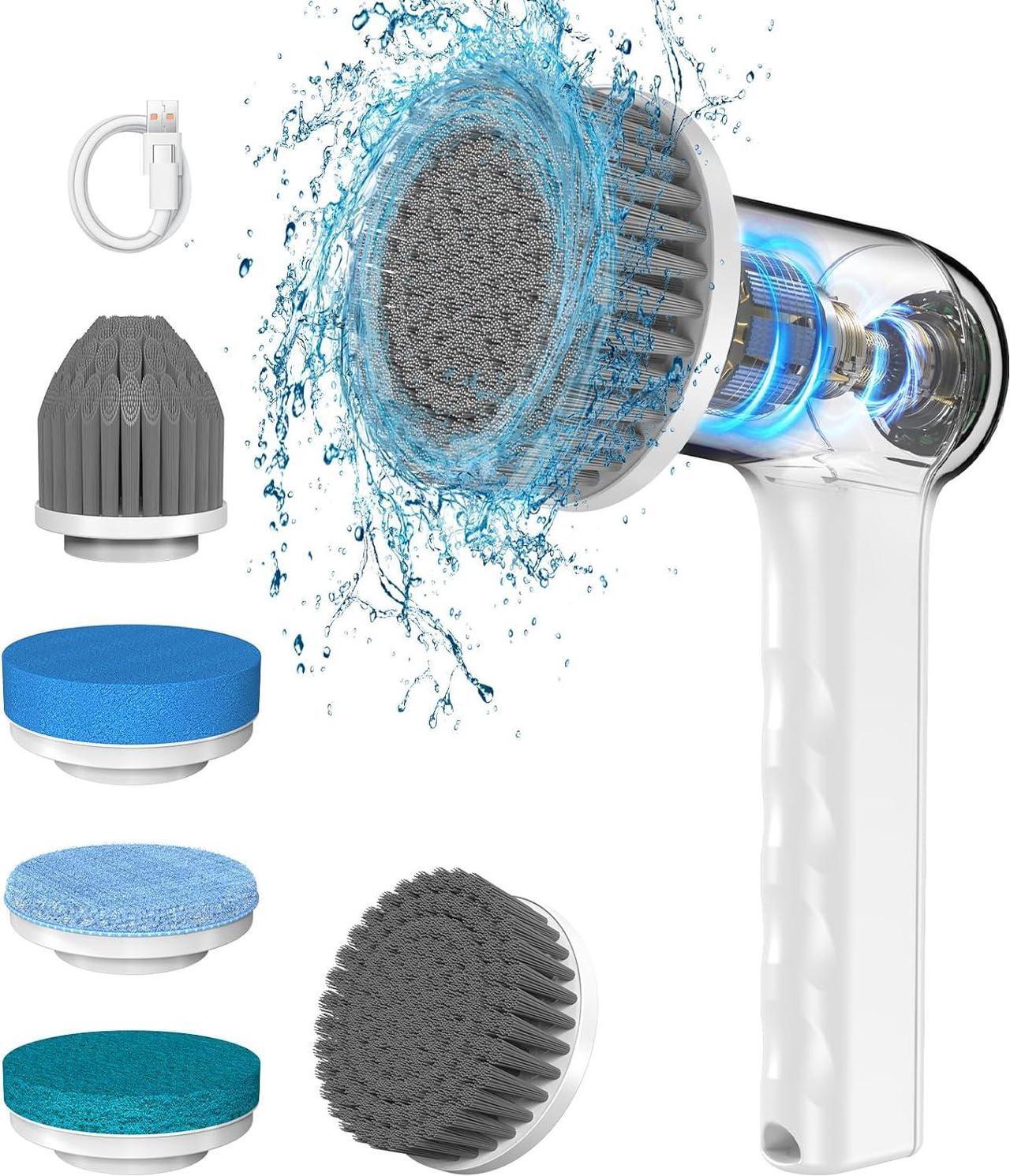 Main image of Electric Spin Scrubber, Cordless Electric Cleaning Brush with 5 Replaceable Heads, Battery Level Display Handheld Electric Scrubber for Cleaning Bathroom, Tub, Tile, Floor, Sink, Window, Stove Hsicily