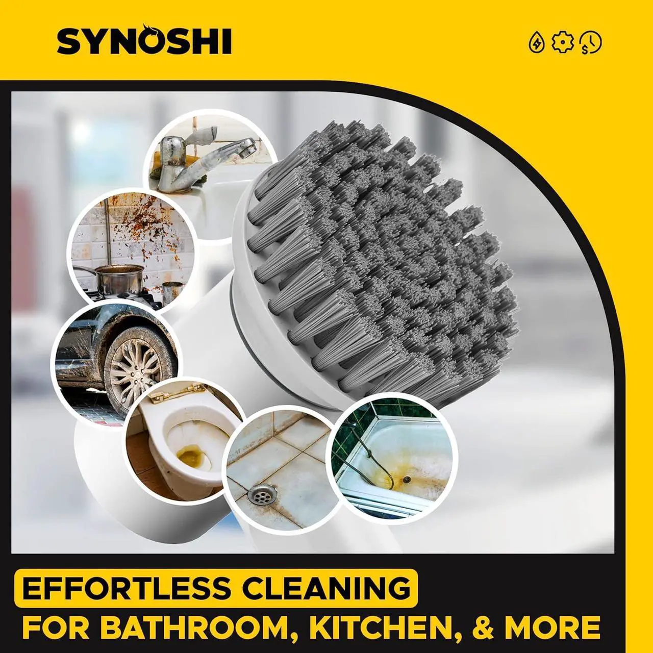 Alt view image 6 of 7 - SYNOSHI Electric Spin Scrubber, Power Cleaning Brush with 3 Heads, Cordless Waterproof Shower Scrubber with Dual Speed, Perfect for Cleaning Bathroom, Tile, Cars, Floor. Electric Scrub Brush for tub