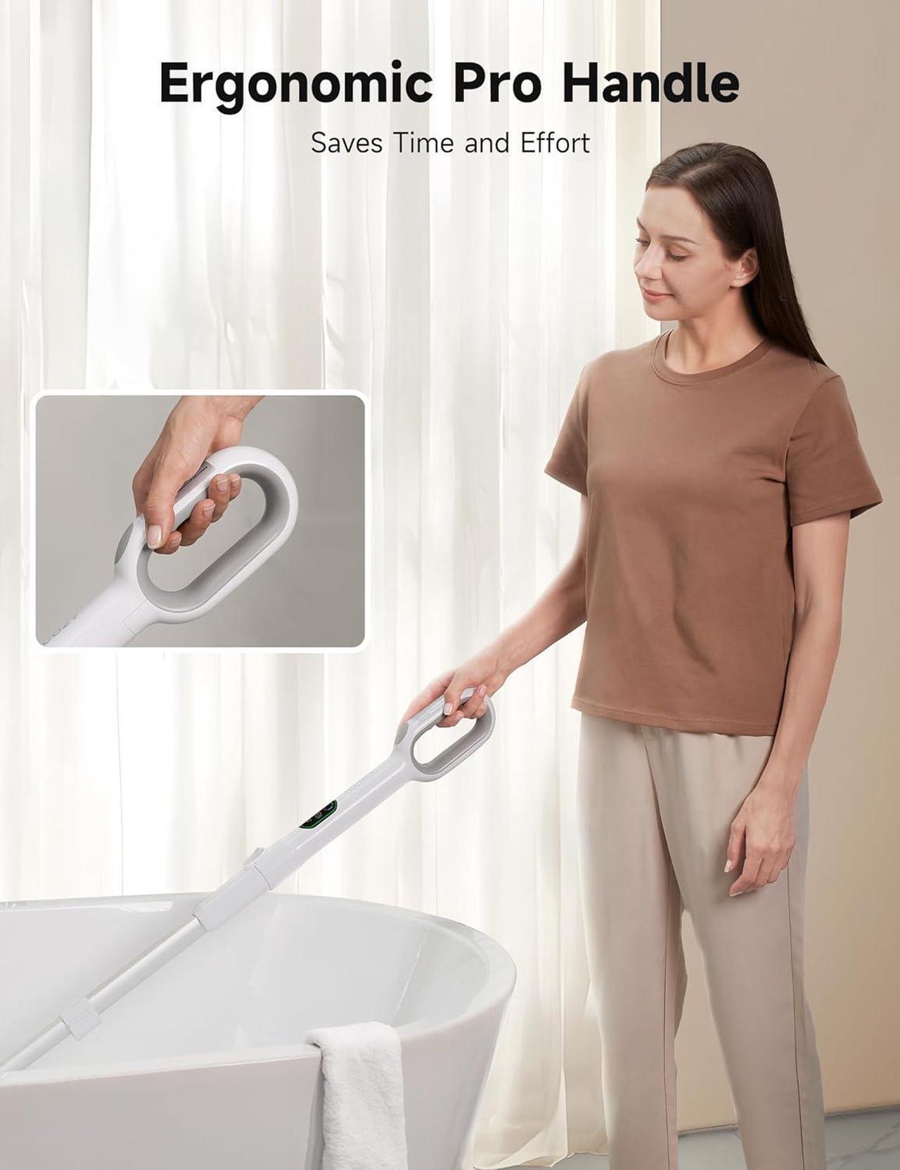 Alt view image 6 of 7 - HiCOZY Electric Spin Scrubber HS1 Pro, Shower Scrubber with 2024 New Upgraded Voice Prompt LED Smart Display, Cleaning Brush with 4 Adjustable Speeds, 6 Replaceable Brush Heads Light White