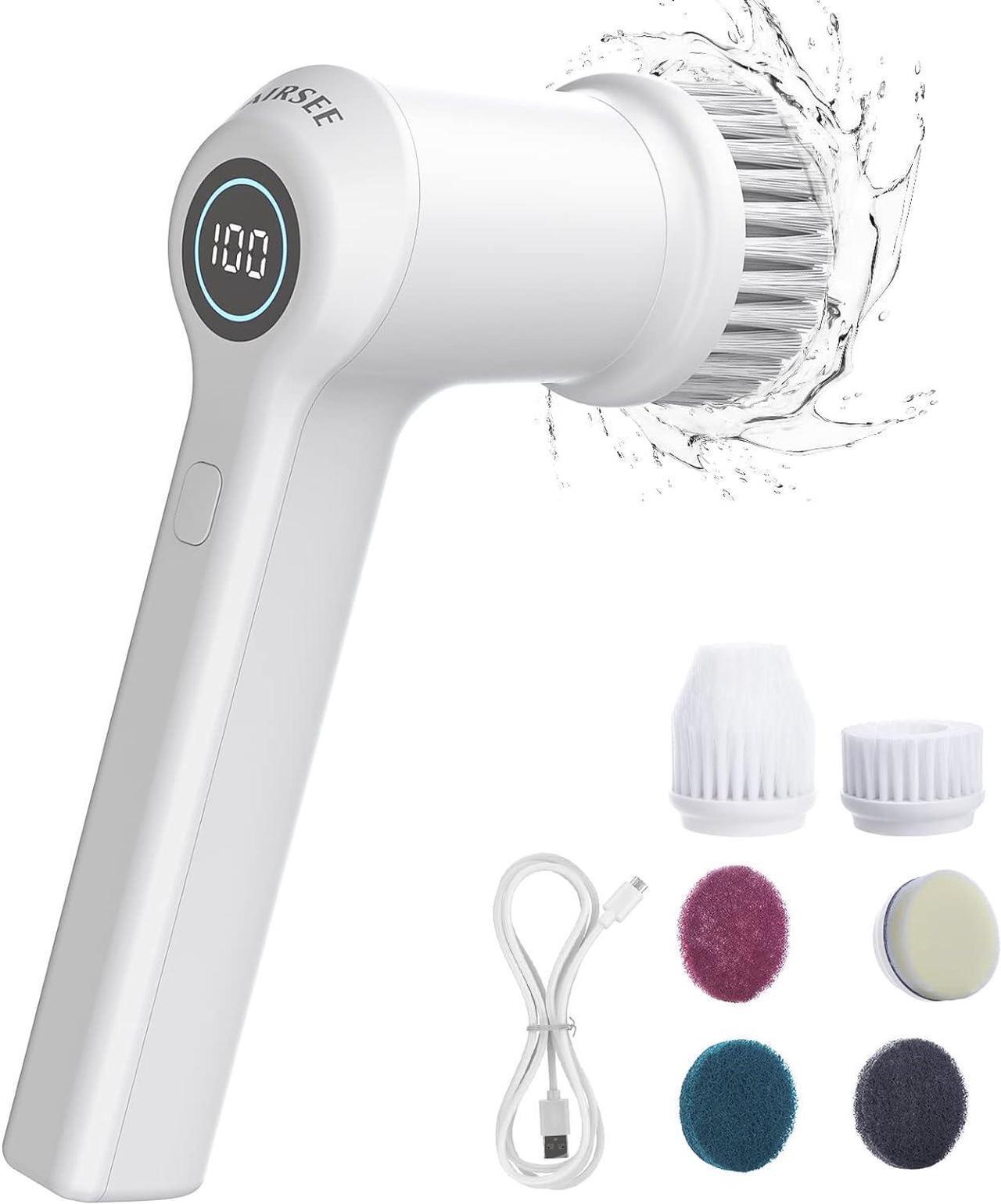 Main image of AIRSEE Electric Spin Scrubber for Bathroom Bathtub, Cordless Power Spinning Scrub Brush, Handheld Shower Cleaner Brush with 6 Replaceable Brush Heads for Tile, Tub, Dish, Sink